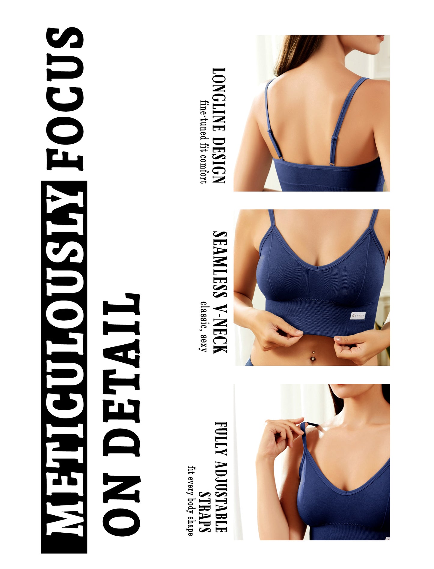4Leezy Sports Bras for Women- Wireless Soft Workout Tops Padded Seamless Fitness Bralettes Comfort Cami Tank S-XXL