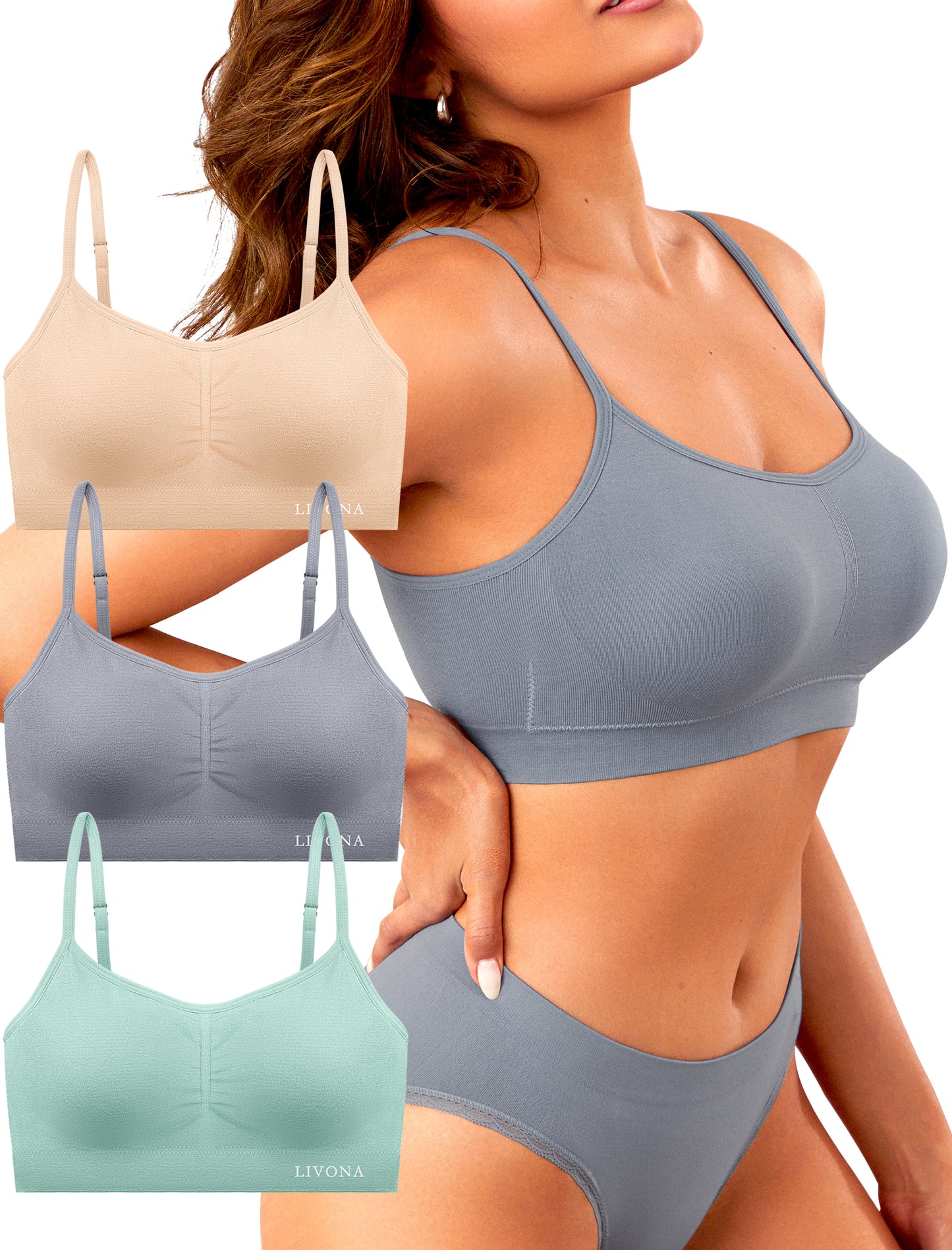 Livona Bra for Women-Sports Bra, Wireless Bra, Seamless Everyday Bra, Sleep Bra, Padded Lounge Bralette, Crop Cami Tank S-XXL…