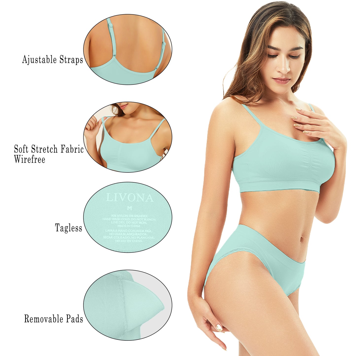 Livona Bra for Women-Sports Bra, Wireless Bra, Seamless Everyday Bra, Sleep Bra, Padded Lounge Bralette, Crop Cami Tank S-XXL…