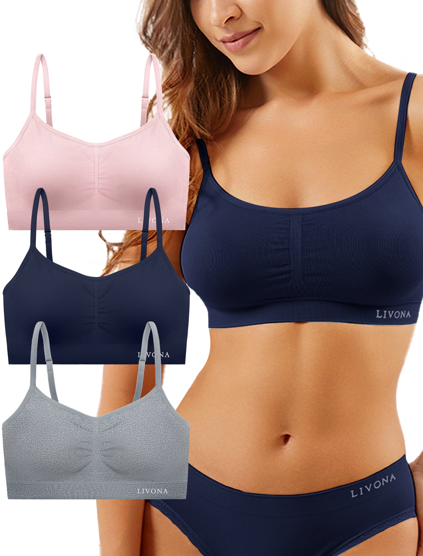 Livona Bra for Women-Sports Bra, Wireless Bra, Seamless Everyday Bra, Sleep Bra, Padded Lounge Bralette, Crop Cami Tank S-XXL…