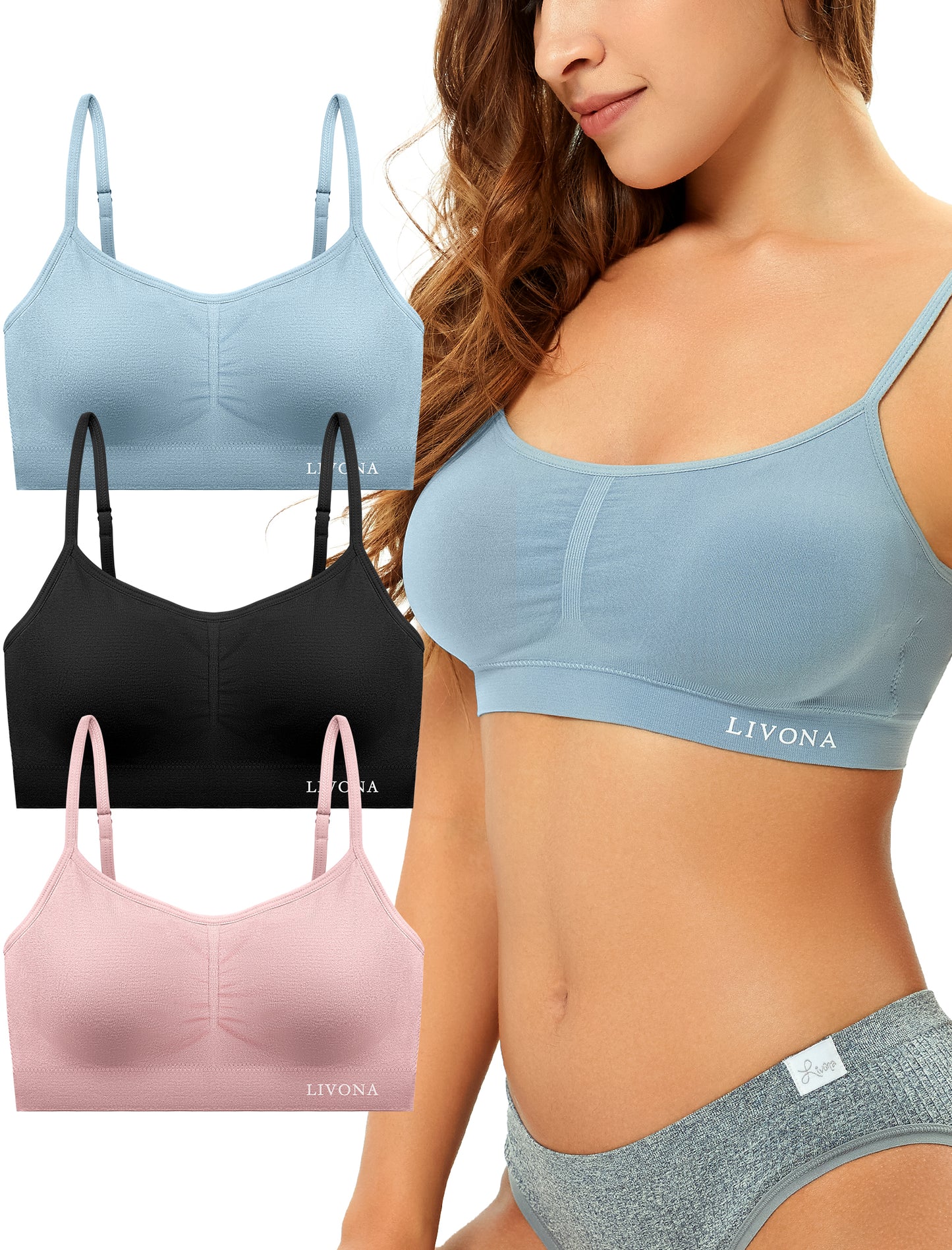 Livona Bra for Women-Sports Bra, Wireless Bra, Seamless Everyday Bra, Sleep Bra, Padded Lounge Bralette, Crop Cami Tank S-XXL…