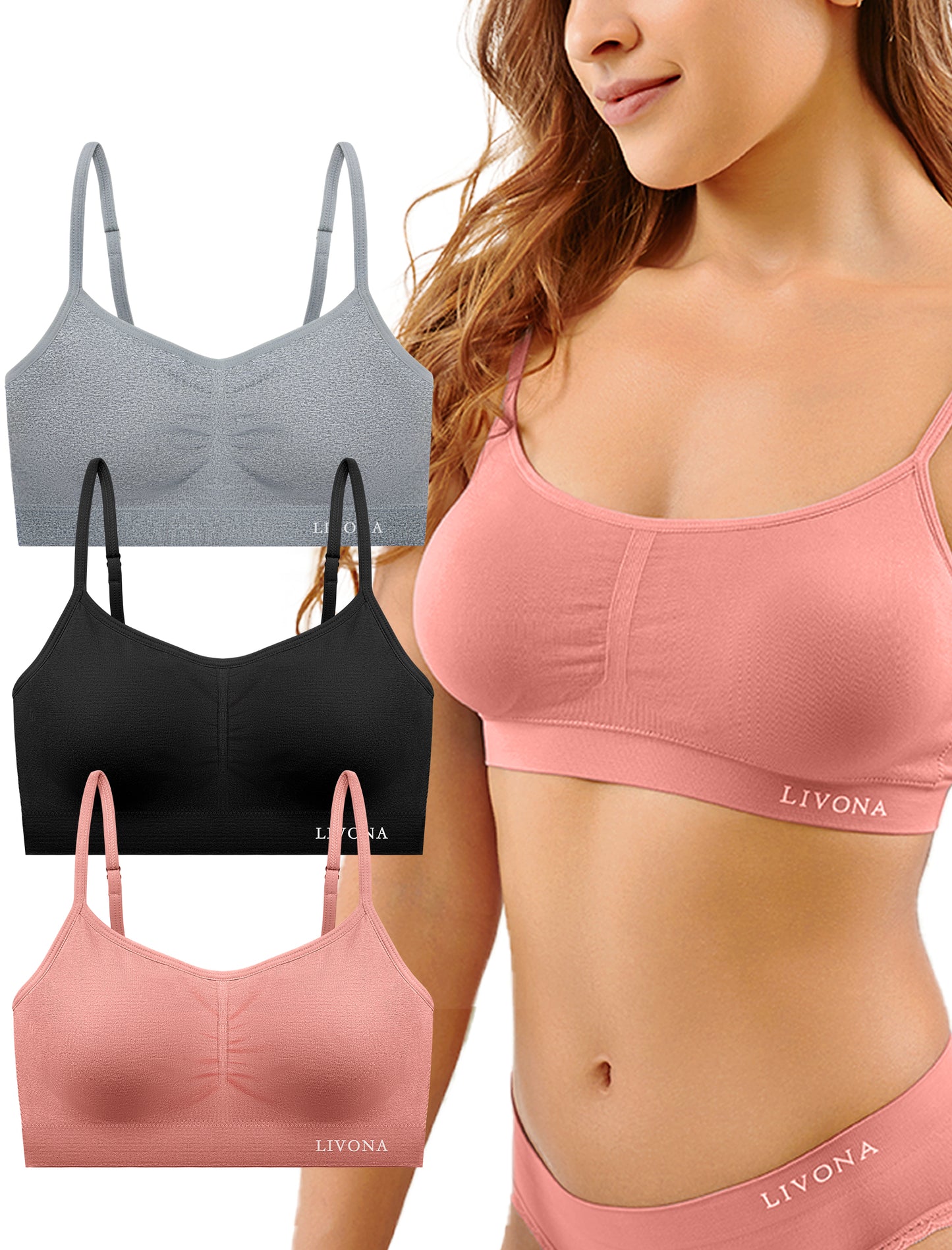 Livona Bra for Women-Sports Bra, Wireless Bra, Seamless Everyday Bra, Sleep Bra, Padded Lounge Bralette, Crop Cami Tank S-XXL…