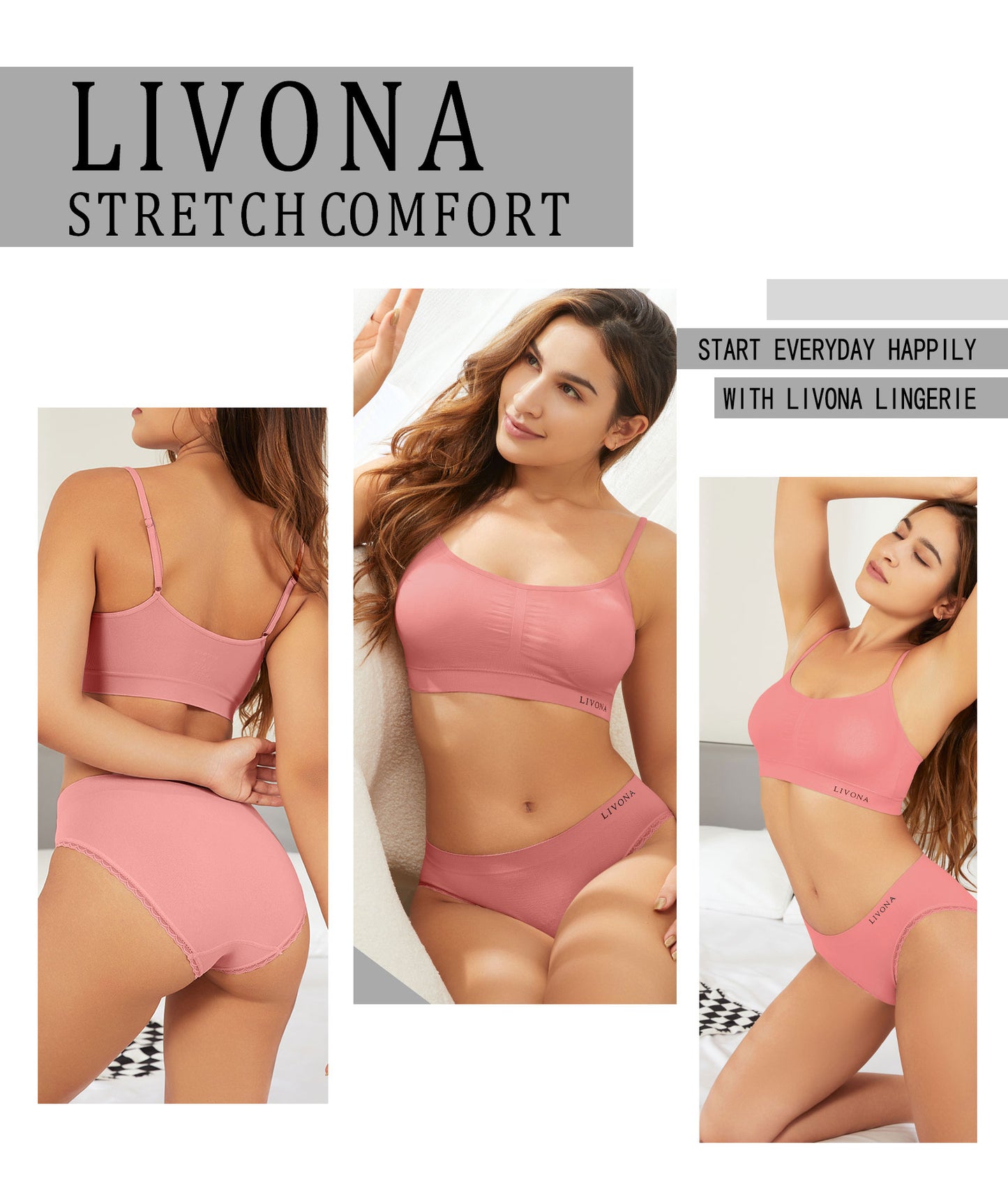 Livona Bra for Women-Sports Bra, Wireless Bra, Seamless Everyday Bra, Sleep Bra, Padded Lounge Bralette, Crop Cami Tank S-XXL…