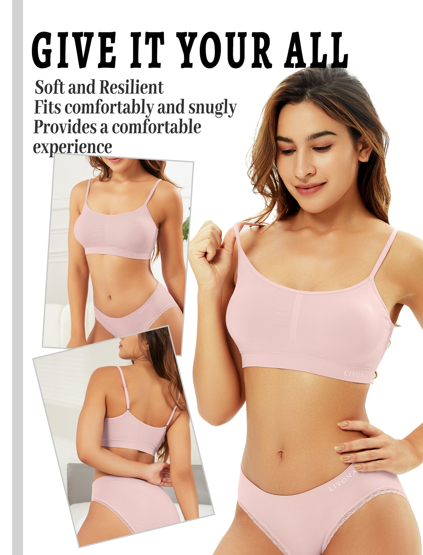 Livona Bra for Women-Sports Bra, Wireless Bra, Seamless Everyday Bra, Sleep Bra, Padded Lounge Bralette, Crop Cami Tank S-XXL…