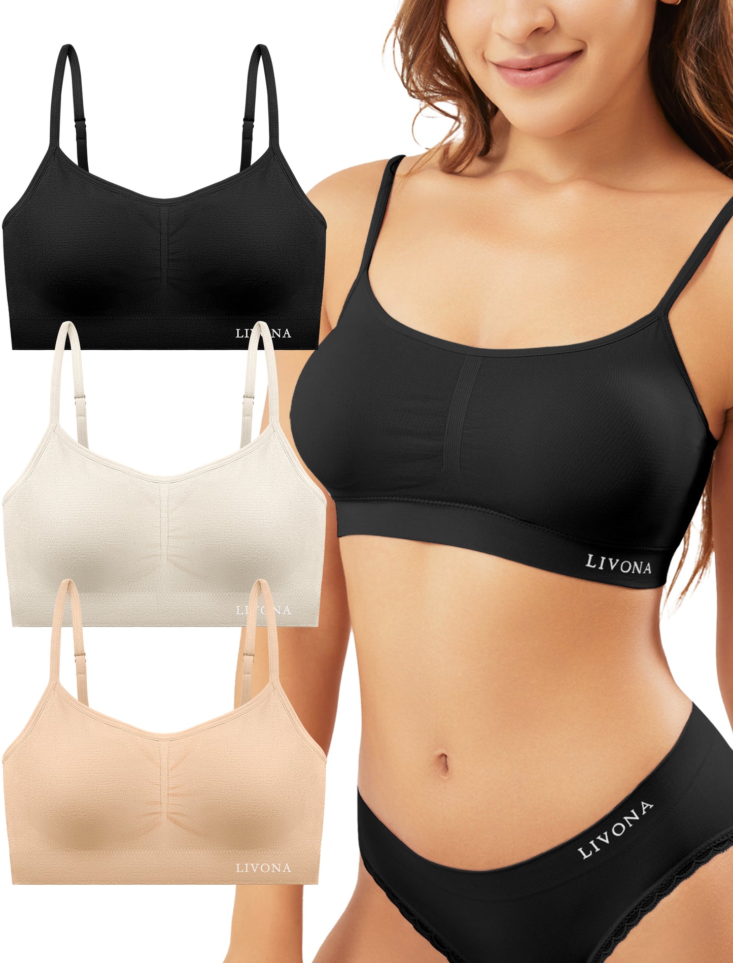 Livona Bra for Women-Sports Bra, Wireless Bra, Seamless Everyday Bra, Sleep Bra, Padded Lounge Bralette, Crop Cami Tank S-XXL…
