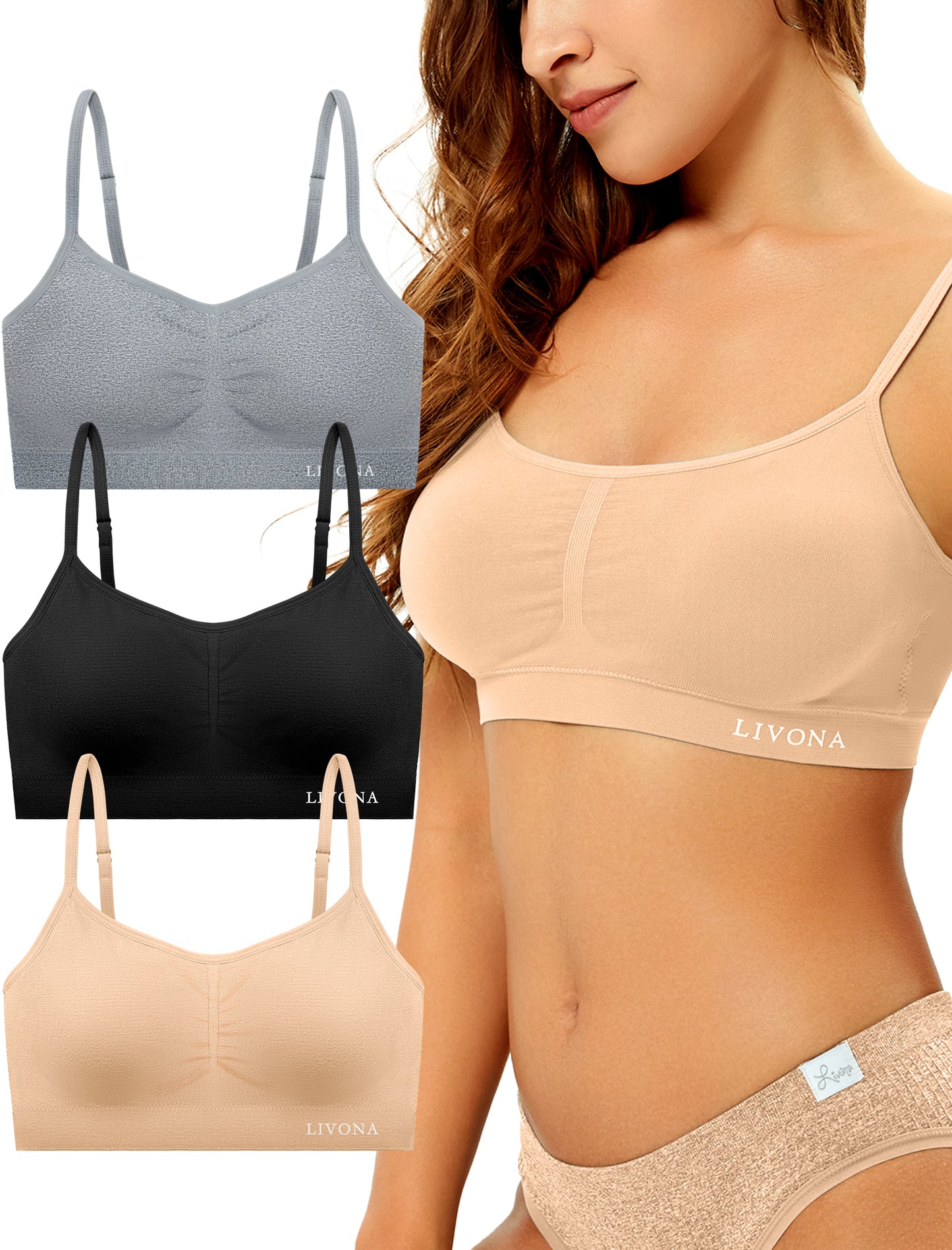 Livona Bra for Women-Sports Bra, Wireless Bra, Seamless Everyday Bra, Sleep Bra, Padded Lounge Bralette, Crop Cami Tank S-XXL…