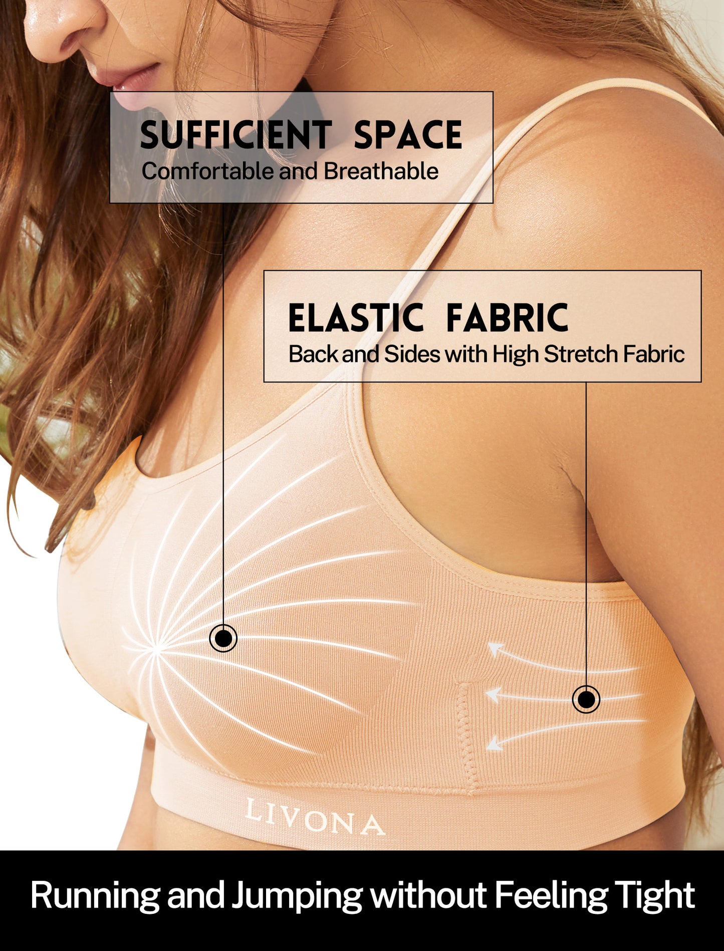 Livona Bra for Women-Sports Bra, Wireless Bra, Seamless Everyday Bra, Sleep Bra, Padded Lounge Bralette, Crop Cami Tank S-XXL…