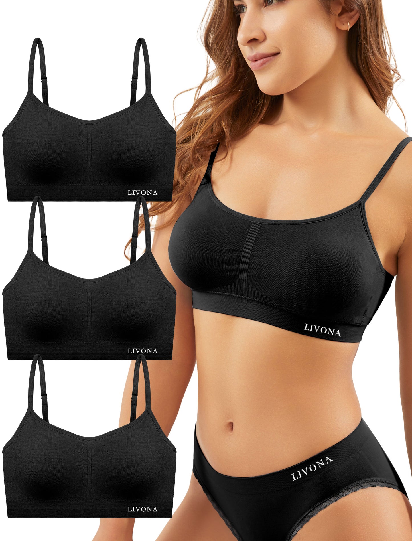 Livona Bra for Women-Sports Bra, Wireless Bra, Seamless Everyday Bra, Sleep Bra, Padded Lounge Bralette, Crop Cami Tank S-XXL…