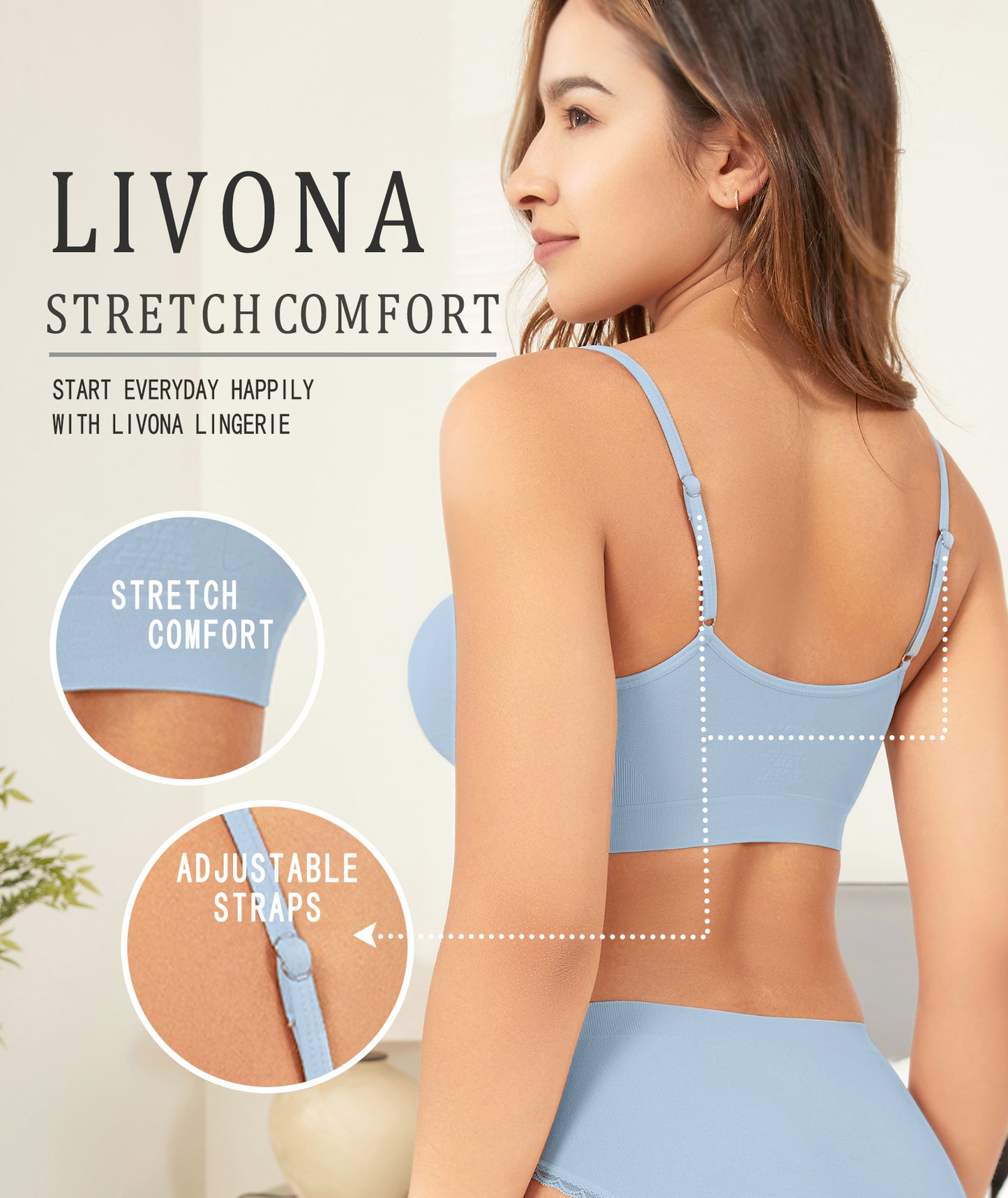 Livona Bra for Women-Sports Bra, Wireless Bra, Seamless Everyday Bra, Sleep Bra, Padded Lounge Bralette, Crop Cami Tank S-XXL…