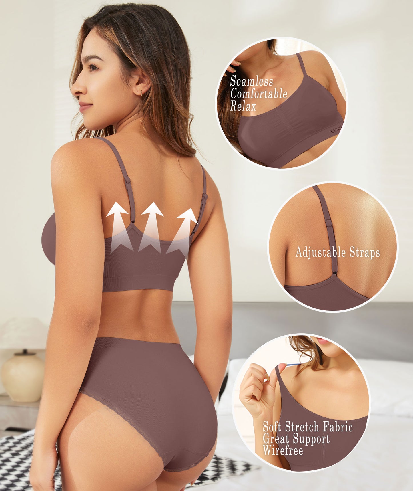 Livona Bra for Women-Sports Bra, Wireless Bra, Seamless Everyday Bra, Sleep Bra, Padded Lounge Bralette, Crop Cami Tank S-XXL…