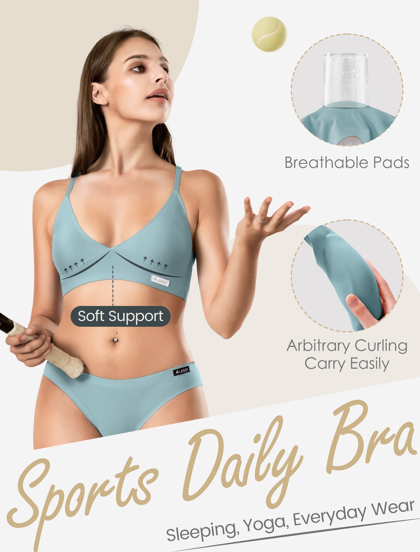 Women's Wireless Bras - Seamless Sports Bra Bralettes Comfort Padded Workout Tops Crossback Cami Crop S-XXL
