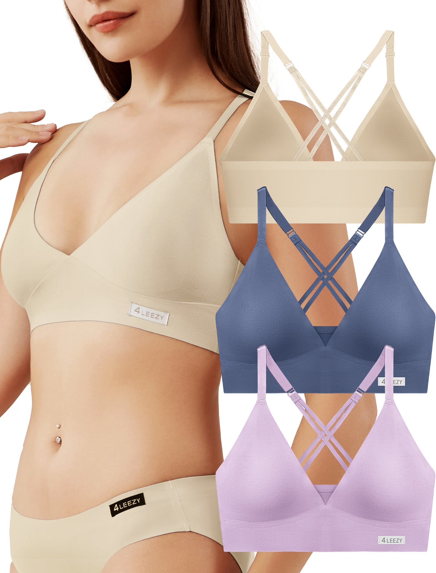 Women's Wireless Bras - Seamless Sports Bra Bralettes Comfort Padded Workout Tops Crossback Cami Crop S-XXL