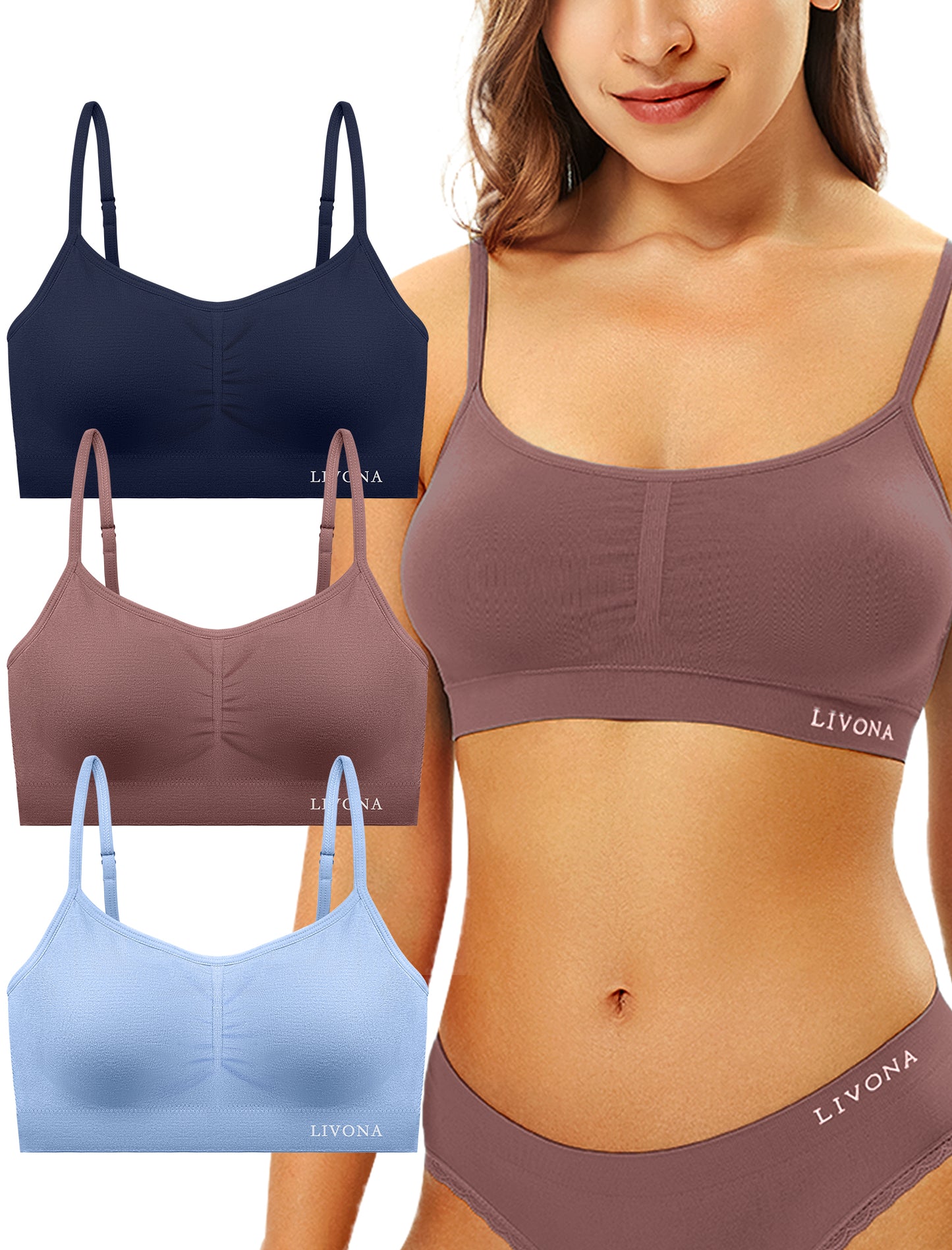 Livona Bra for Women-Sports Bra, Wireless Bra, Seamless Everyday Bra, Sleep Bra, Padded Lounge Bralette, Crop Cami Tank S-XXL…