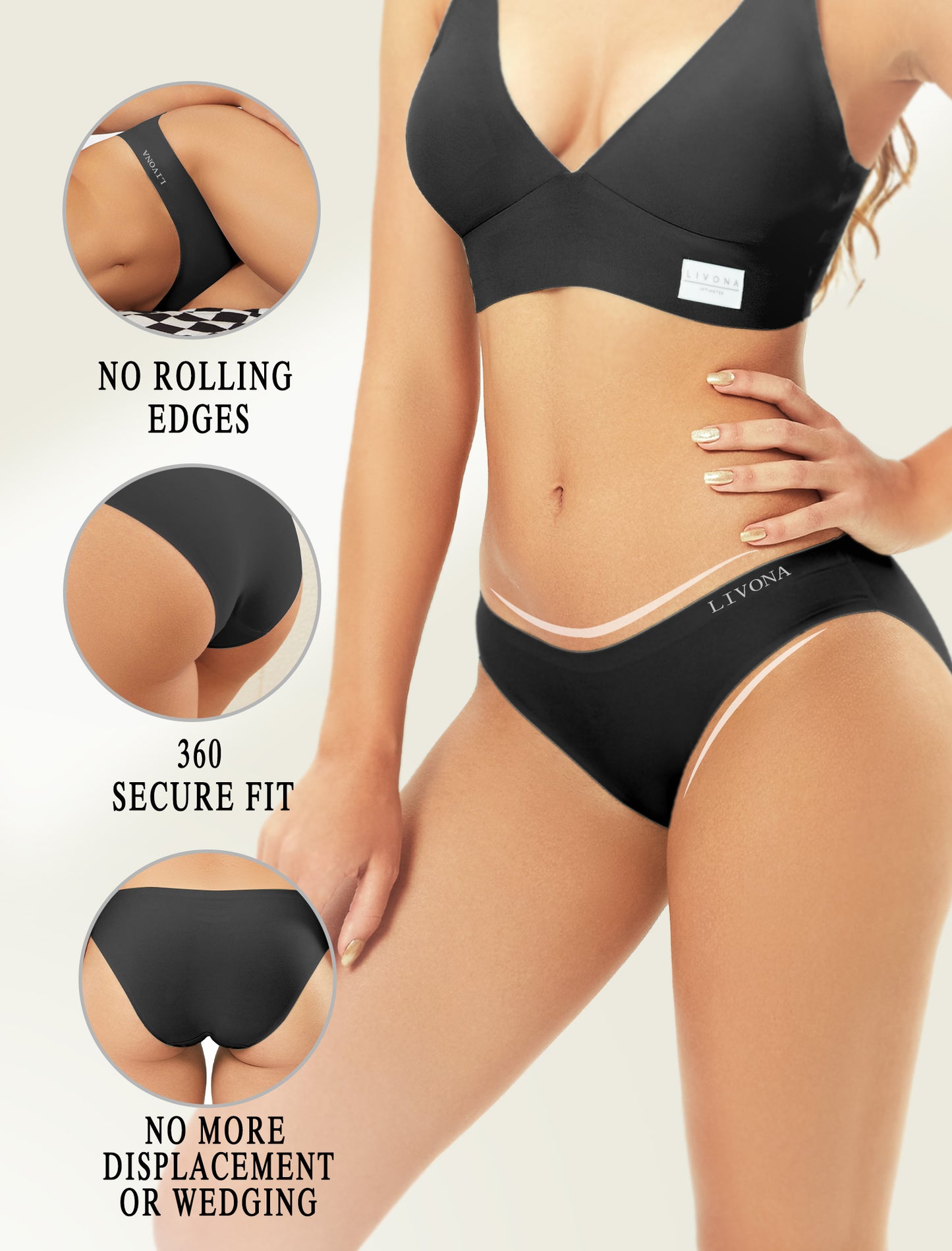 Livona 6 Pack Seamless Womens Underwear - High Cut Cheeky Bikini Bottoms, No Show Panties for Women, Soft Hipster S-XXL