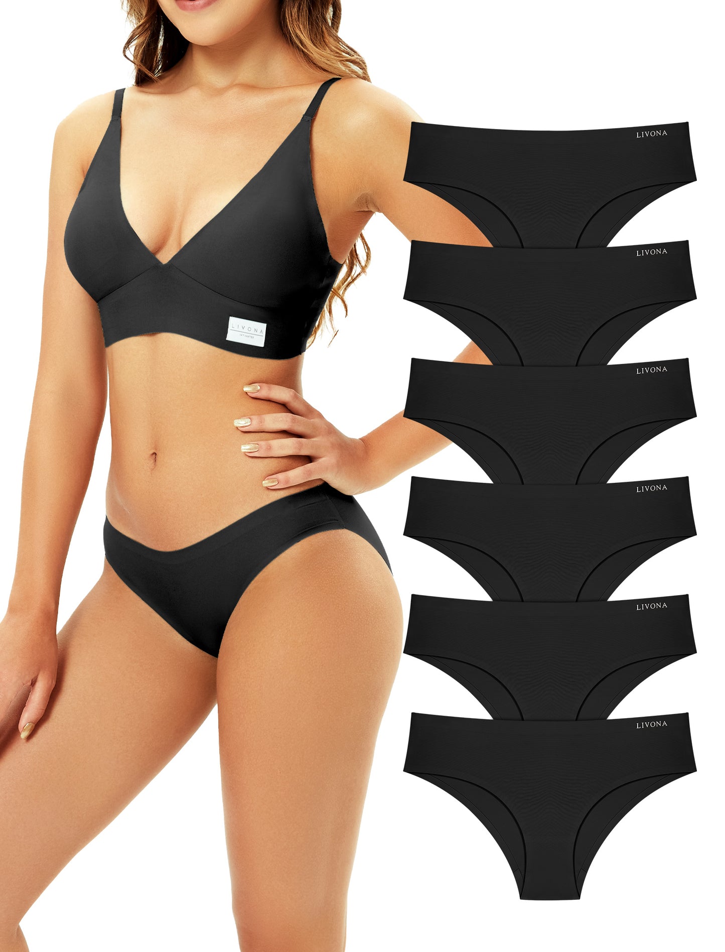 Livona Underwear for Women-Seamless Underwear, HighCut Bonded Edges Panties, No Show Soft Microfiber Bikini Hipster S-XXL