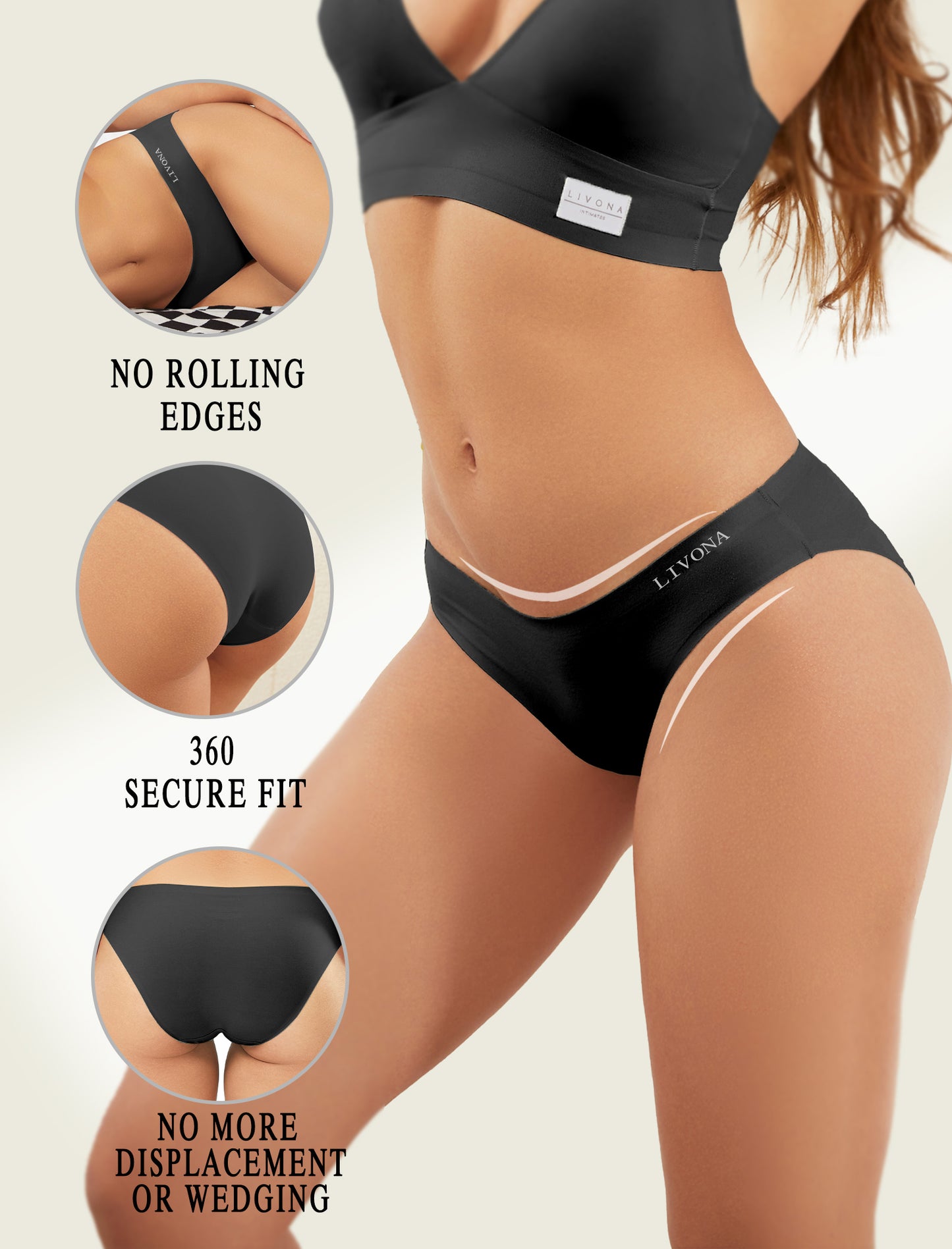 Livona Underwear for Women-Seamless Underwear, HighCut Bonded Edges Panties, No Show Soft Microfiber Bikini Hipster S-XXL