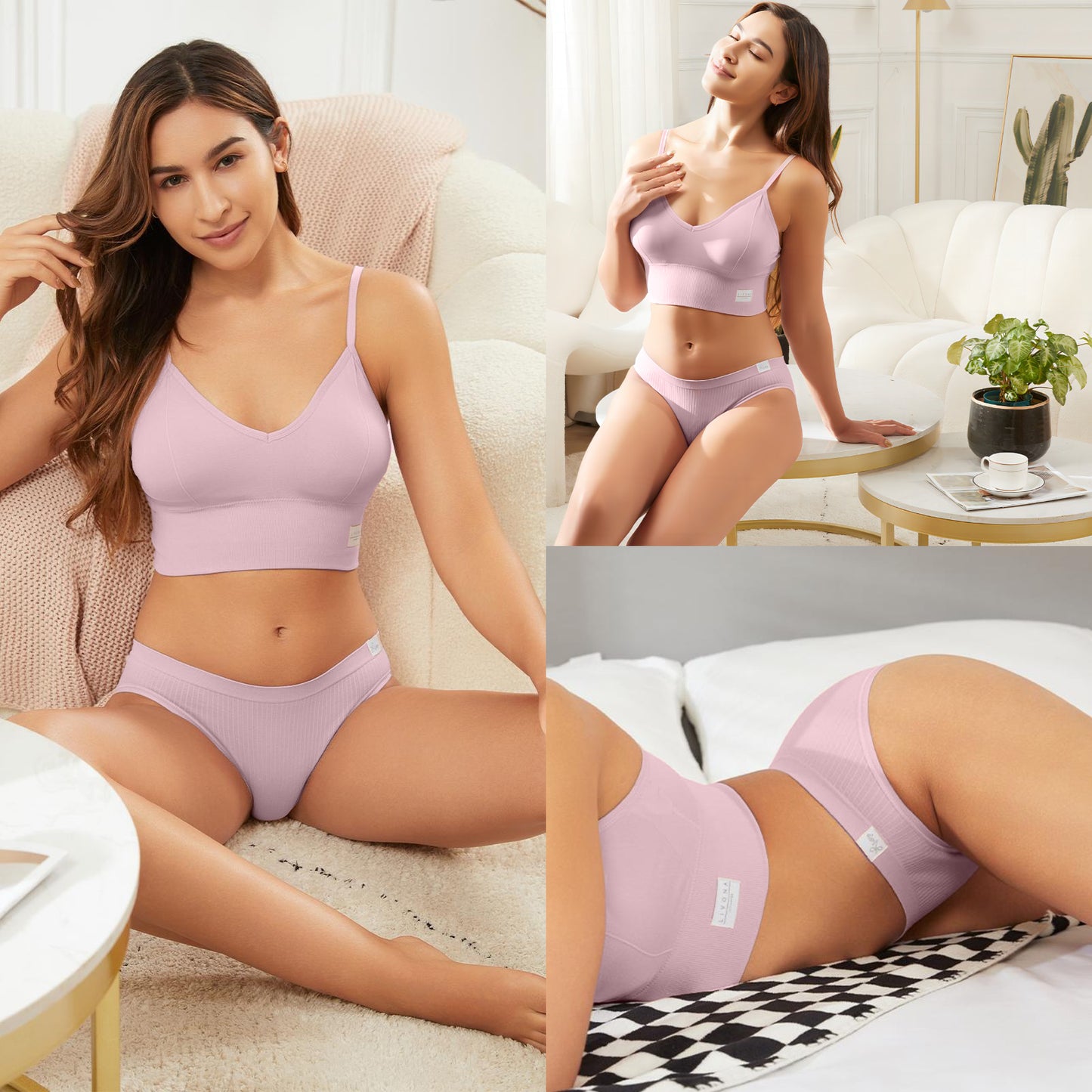 Livona Bikini Underwear for Women- Seamless Underwear, Ribbed High Cut Panties, No Show Brief Soft Microfiber Hipster S-XXL