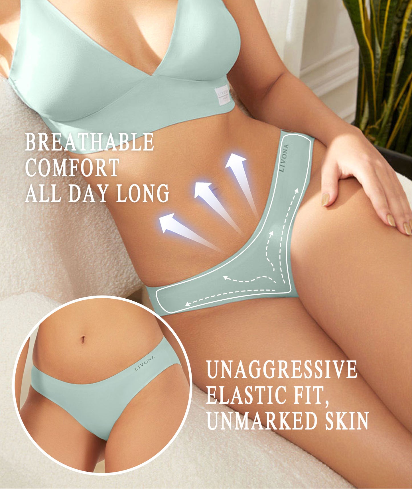 Livona Underwear for Women-Seamless Underwear, HighCut Bonded Edges Panties, No Show Soft Microfiber Bikini Hipster S-XXL