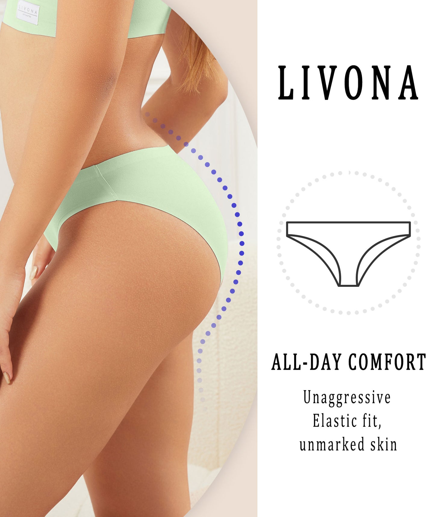 Livona 6 Pack Seamless Womens Underwear - High Cut Cheeky Bikini Bottoms, No Show Panties for Women, Soft Hipster S-XXL
