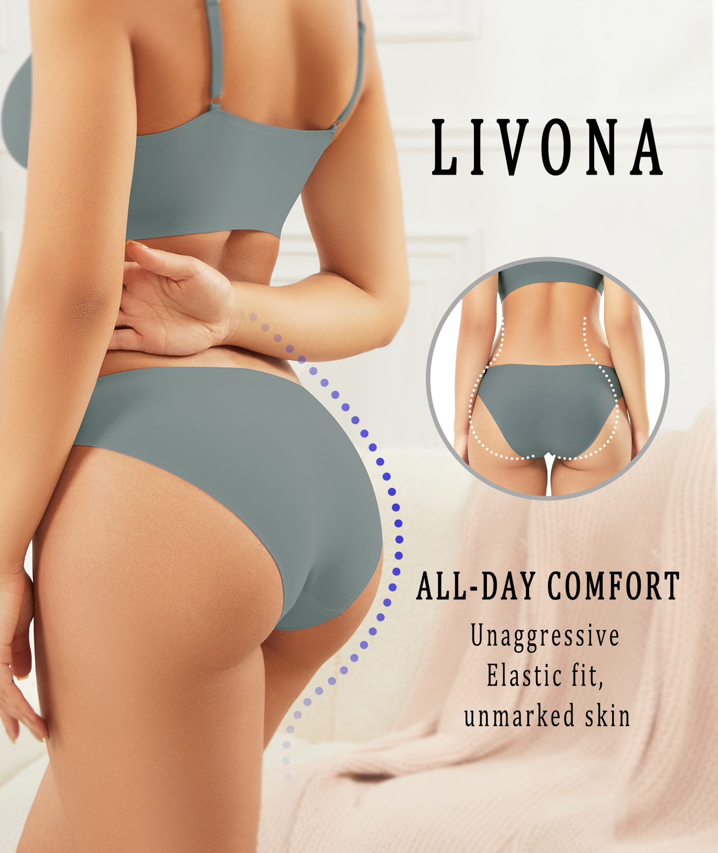 Livona Underwear for Women-Seamless Underwear, HighCut Bonded Edges Panties, No Show Soft Microfiber Bikini Hipster S-XXL