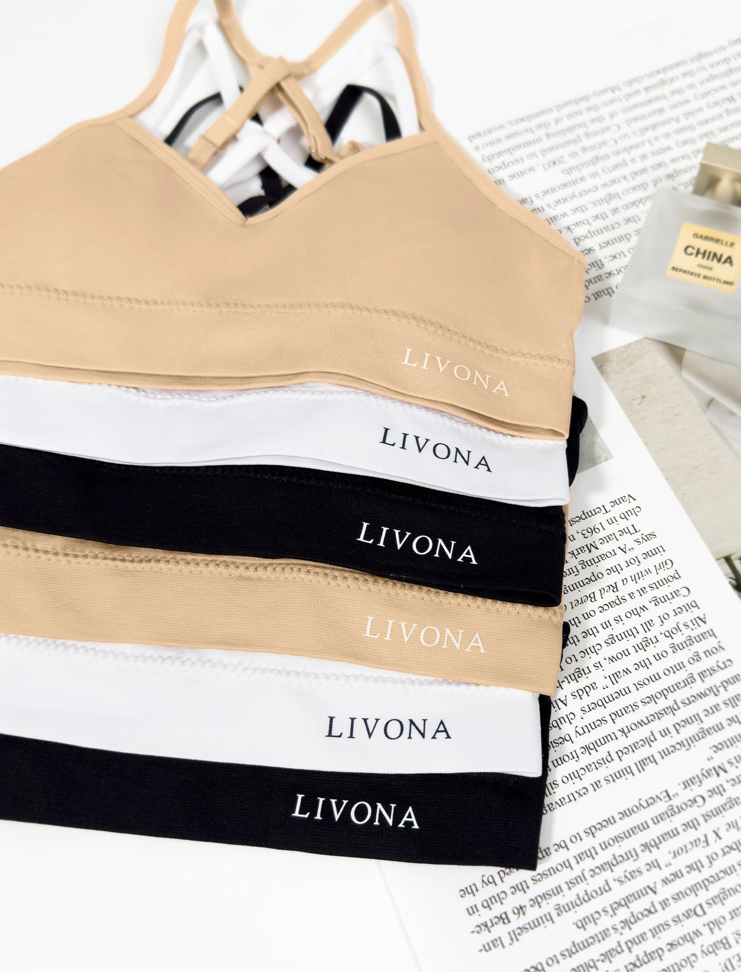 Livona Racerback Training Bra for Girls- 3 Pack Seamless Sports Bra, Padded Everyday Bra Bralette,Crop Cami Tank Top (6-14)