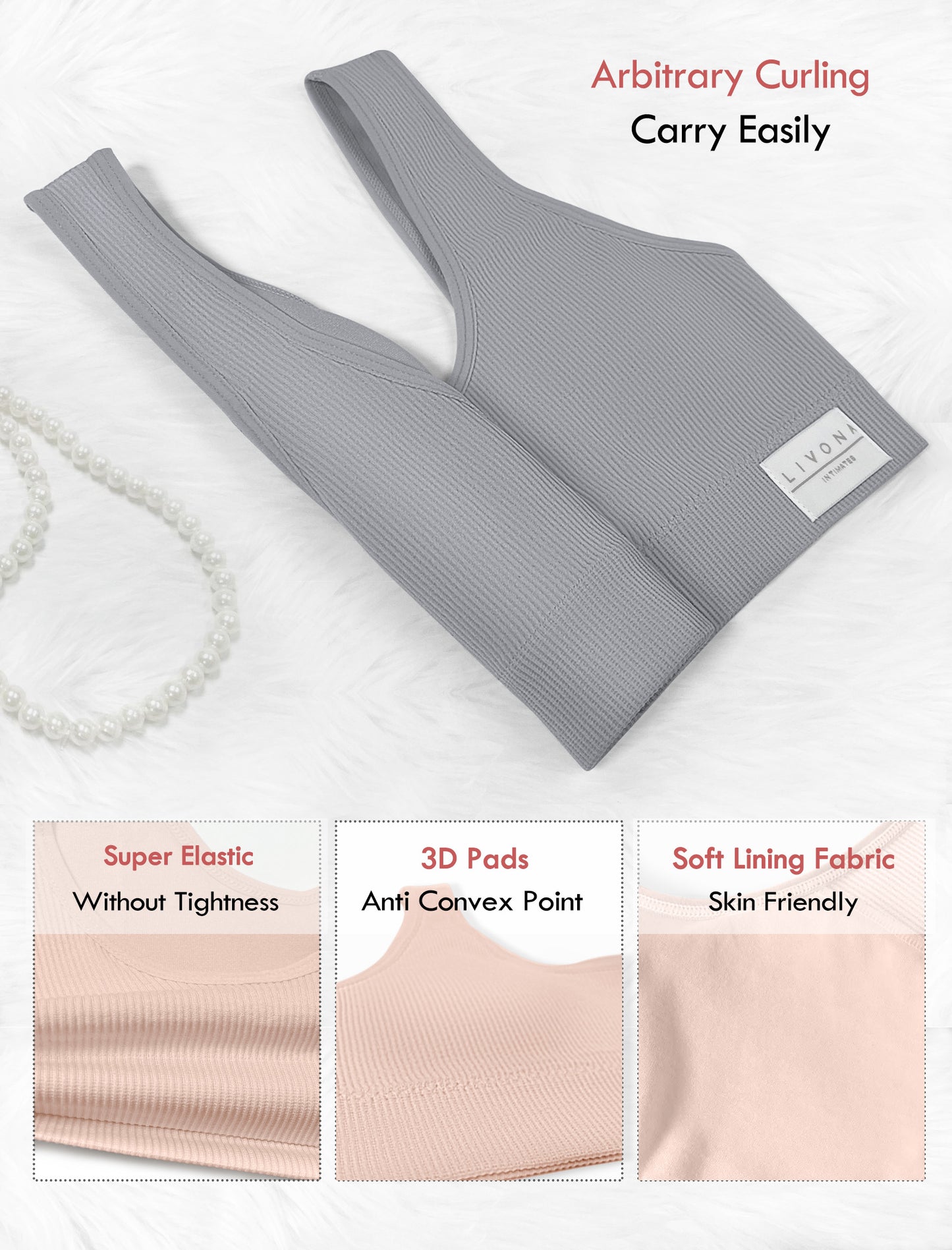 Livona 3 Packs Girls Sports Bra Crop Tops for Kids Training Bra Cute Crop Tops for Girls Cami Bra( 6-14)