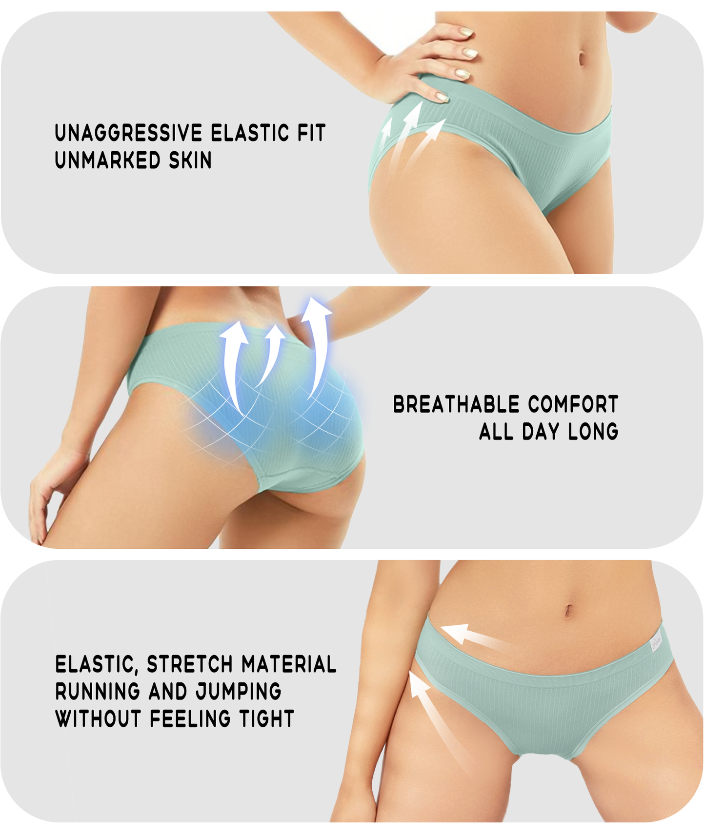 Livona Bikini Underwear for Women- Seamless Underwear, Ribbed High Cut Panties, No Show Brief Soft Microfiber Hipster S-XXL