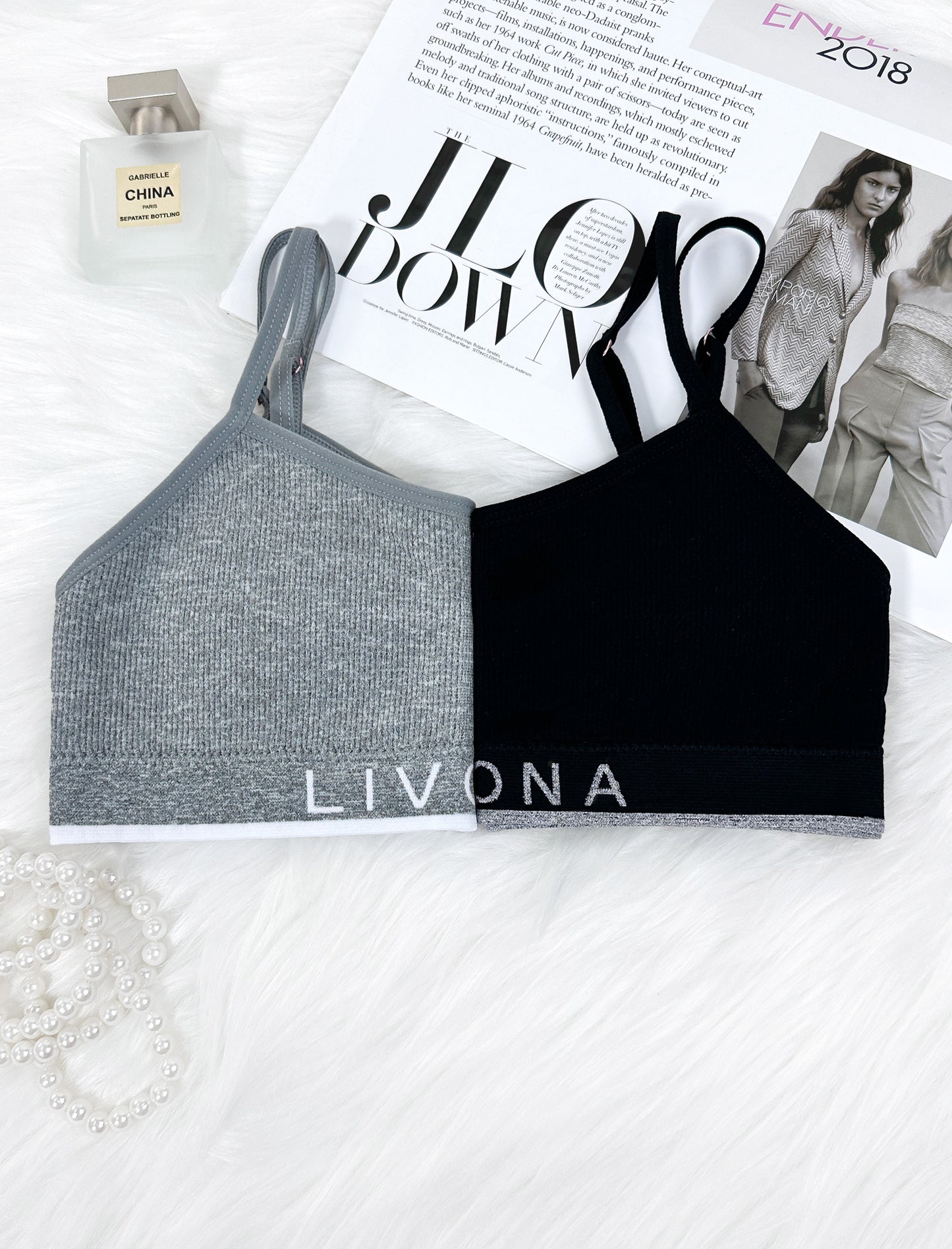 Livona 6 Pack Training Bras for Girls-Sports Bra for Teen Ribbed Wireless Bralette Fitness Padded Crop Cami Tank Top(6-14)