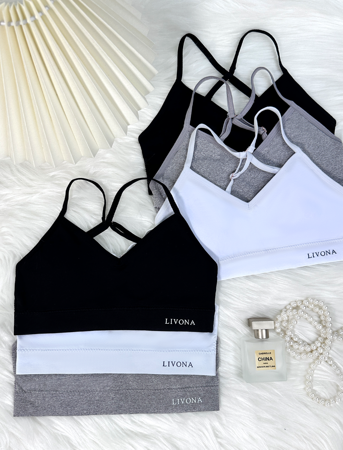 Livona Racerback Training Bra for Girls- 6 Pack Seamless Sports Bra, Padded Everyday Bra Bralette,Crop Cami Tank Top (6-14)