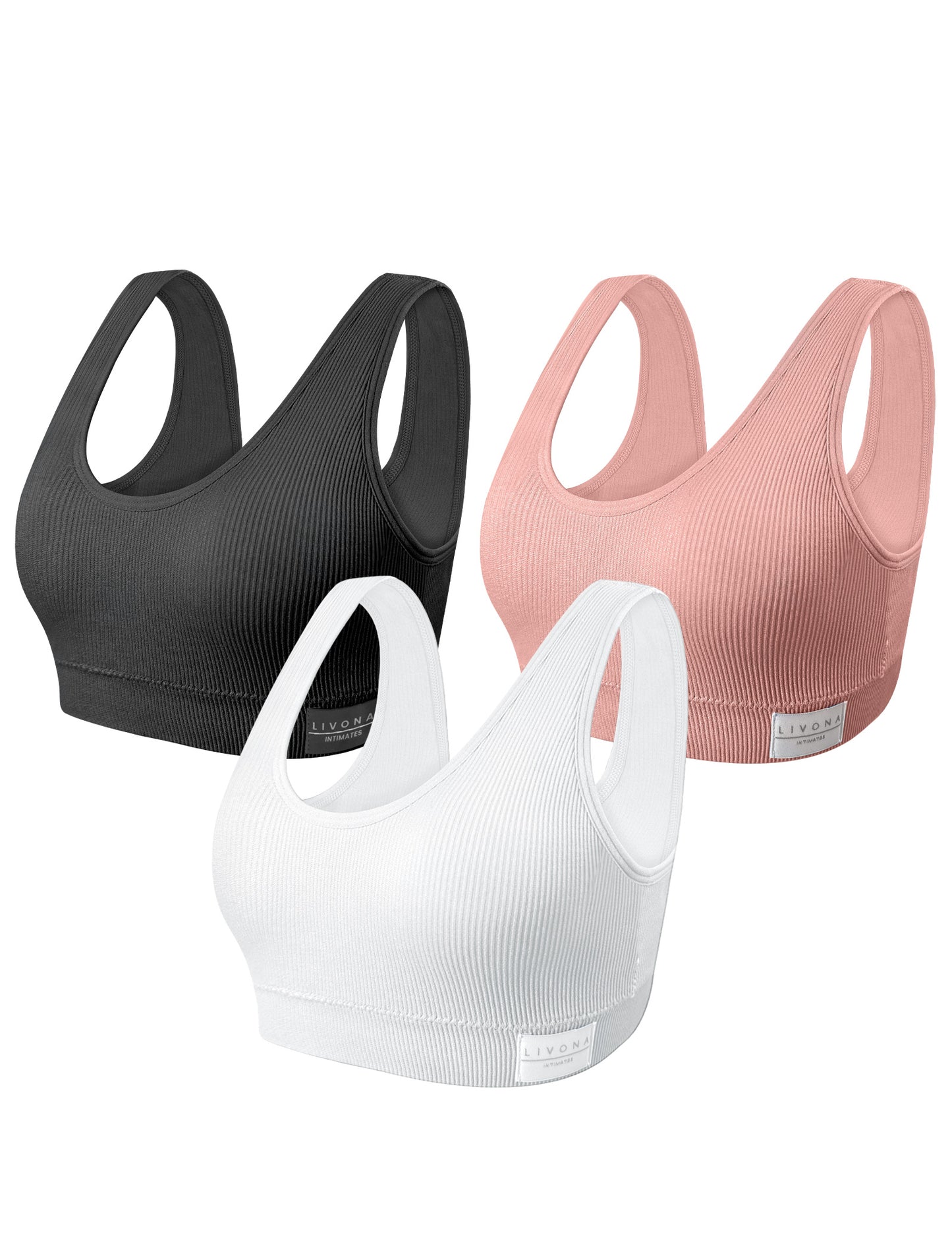 Livona 3 Packs Girls Sports Bra Crop Tops for Kids Training Bra Cute Crop Tops for Girls Cami Bra( 6-14)