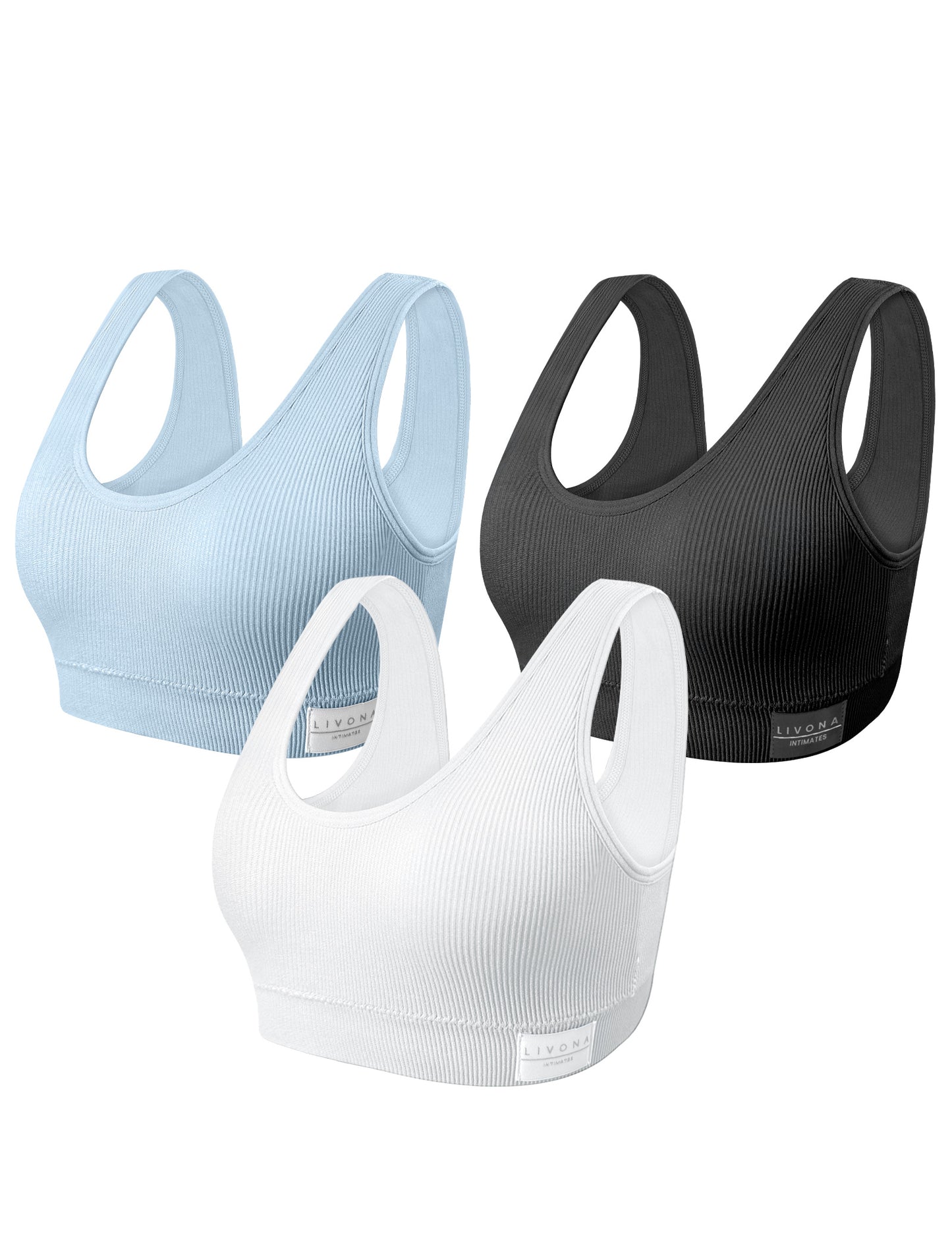 Livona 3 Packs Girls Sports Bra Crop Tops for Kids Training Bra Cute Crop Tops for Girls Cami Bra( 6-14)