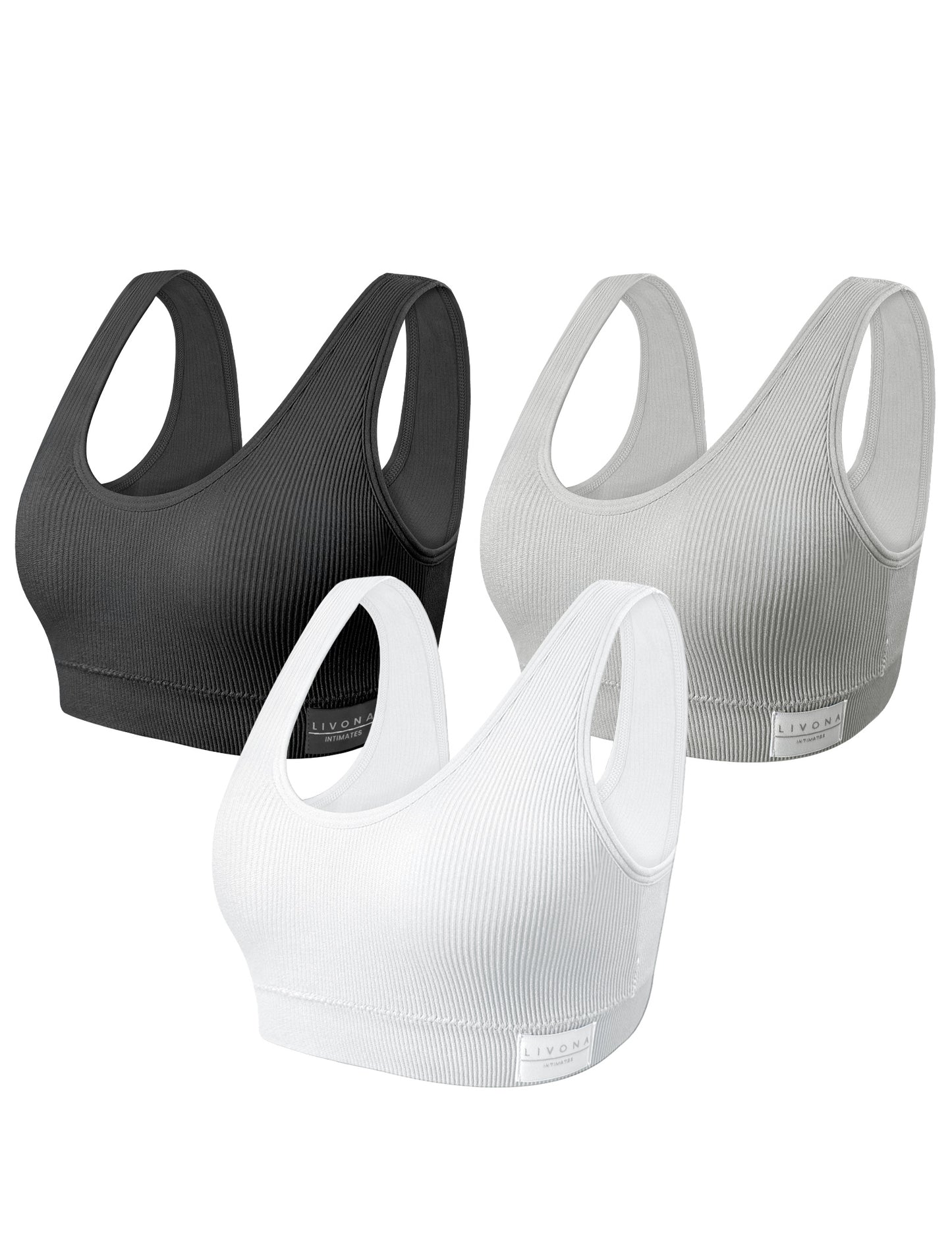 Livona 3 Packs Girls Sports Bra Crop Tops for Kids Training Bra Cute Crop Tops for Girls Cami Bra( 6-14)