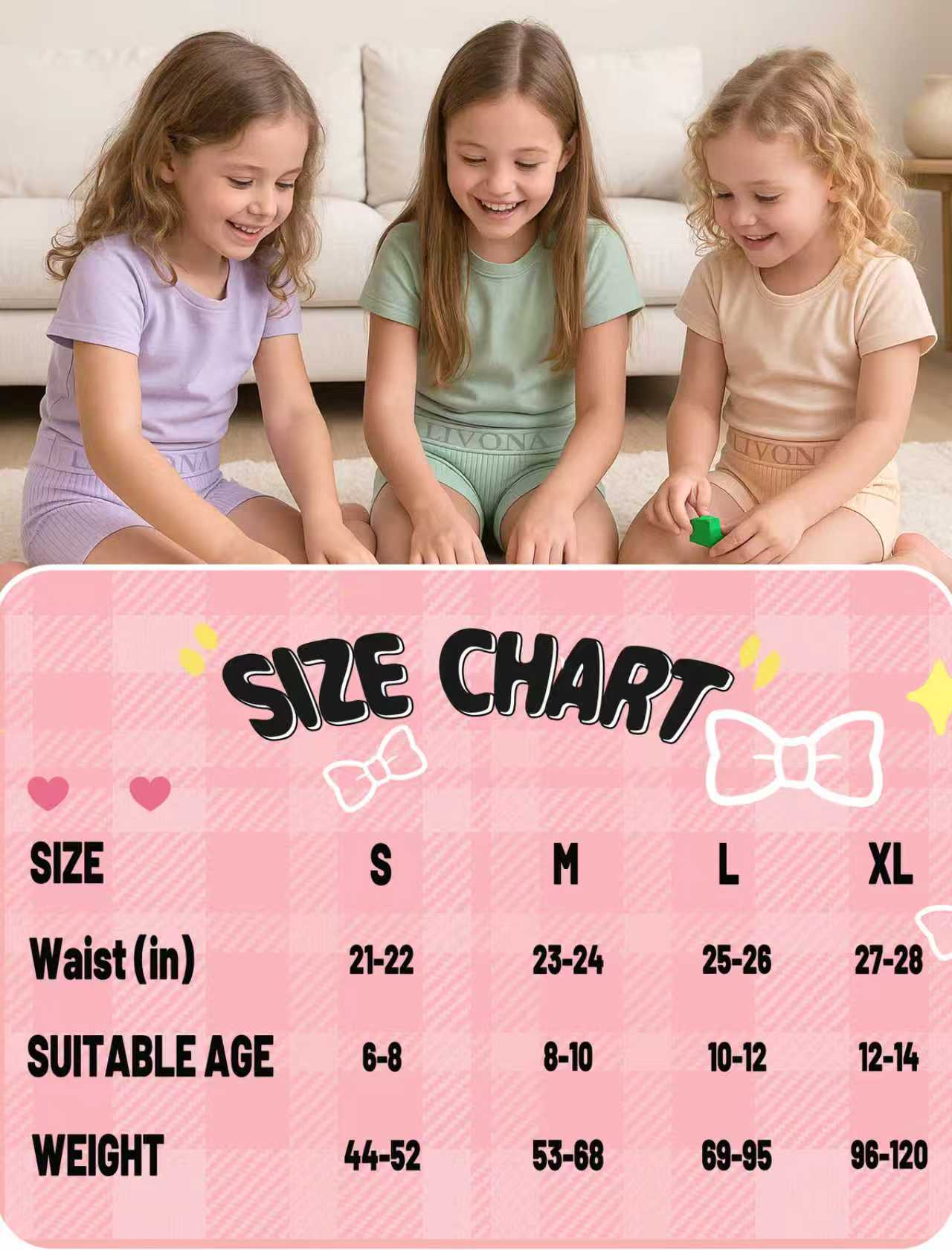 Livona 9-Pack Girls' Seamless Boyshort Underwear,Moisture-Wicking Kids Panties,No-Ride Design