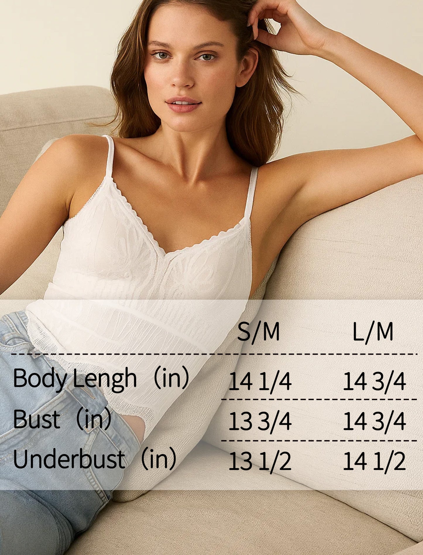 Livona Women's Lace Cami Top - Adjustable Spaghetti Straps Wireless Comfort Padded Tank for Sleep Lounge
