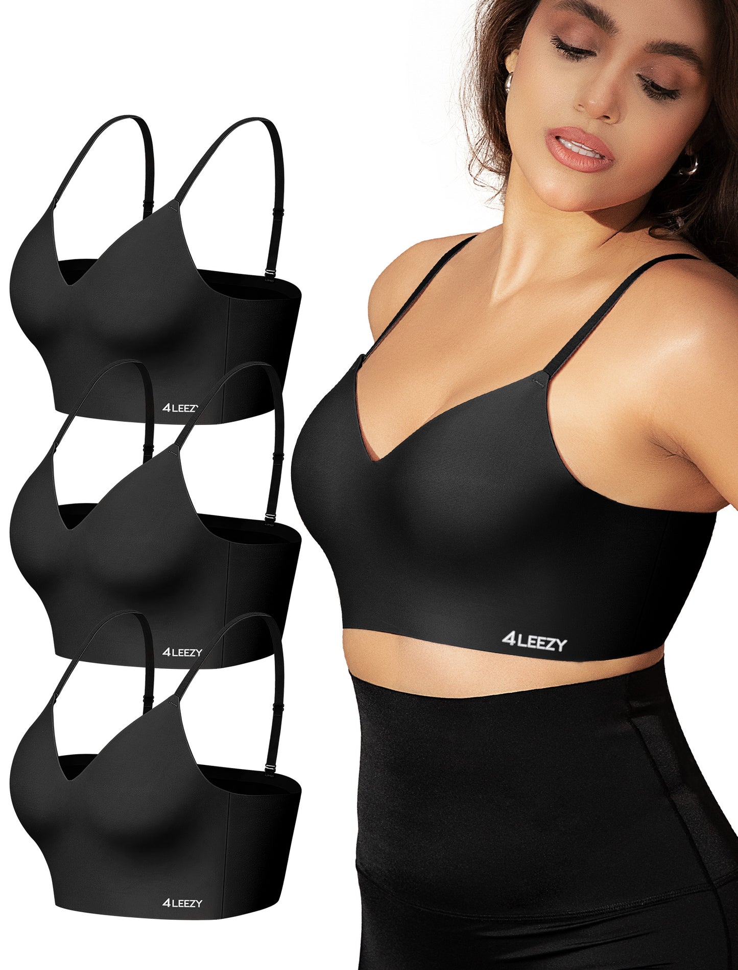 Women's Seamless Push Up Bra Longline Wireless Padded Bralettes with Support Lift Plunge T-Shirt/Tank Top Bras