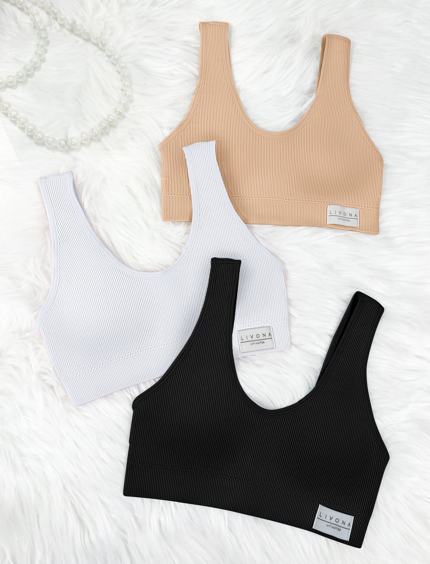 Livona 6 Packs Girls Sports Bra Crop Tops for Kids Training Bra Cute Crop Tops for Girls Cami Bra( 6-14)