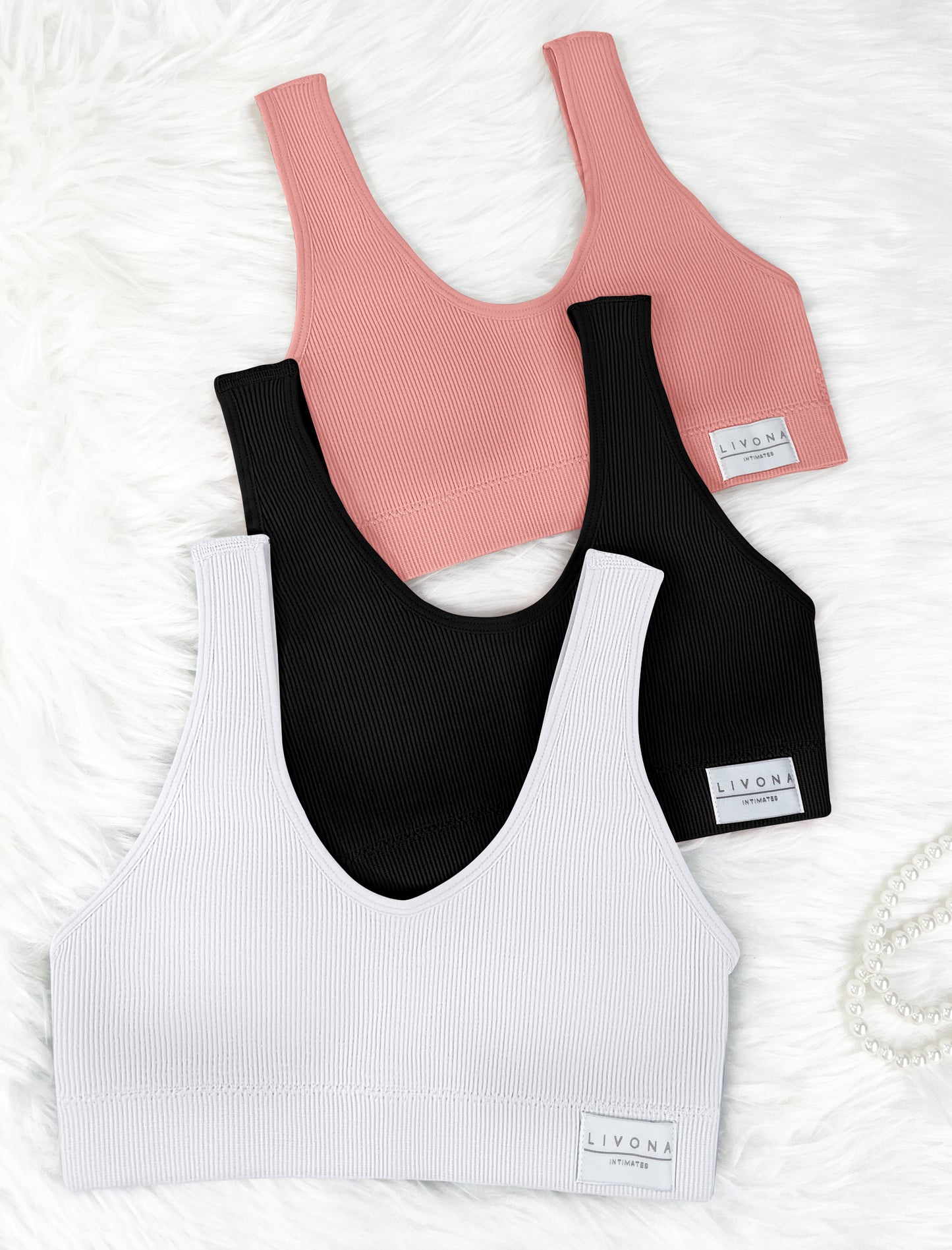 Livona 6 Packs Girls Sports Bra Crop Tops for Kids Training Bra Cute Crop Tops for Girls Cami Bra( 6-14)