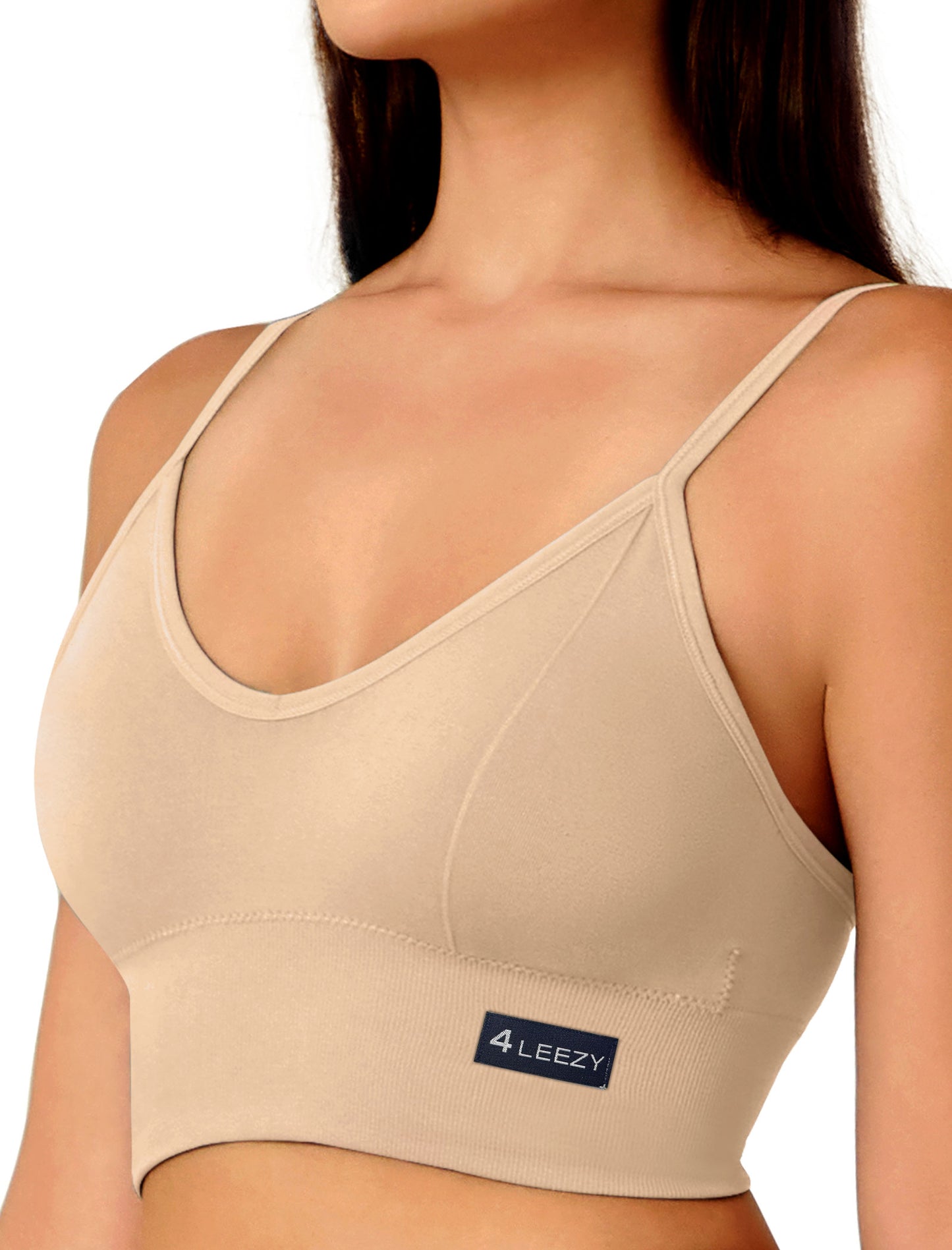 4Leezy Sports Bras for Women- Wireless Soft Workout Tops Padded Seamless Fitness Bralettes Comfort Cami Tank S-XXL