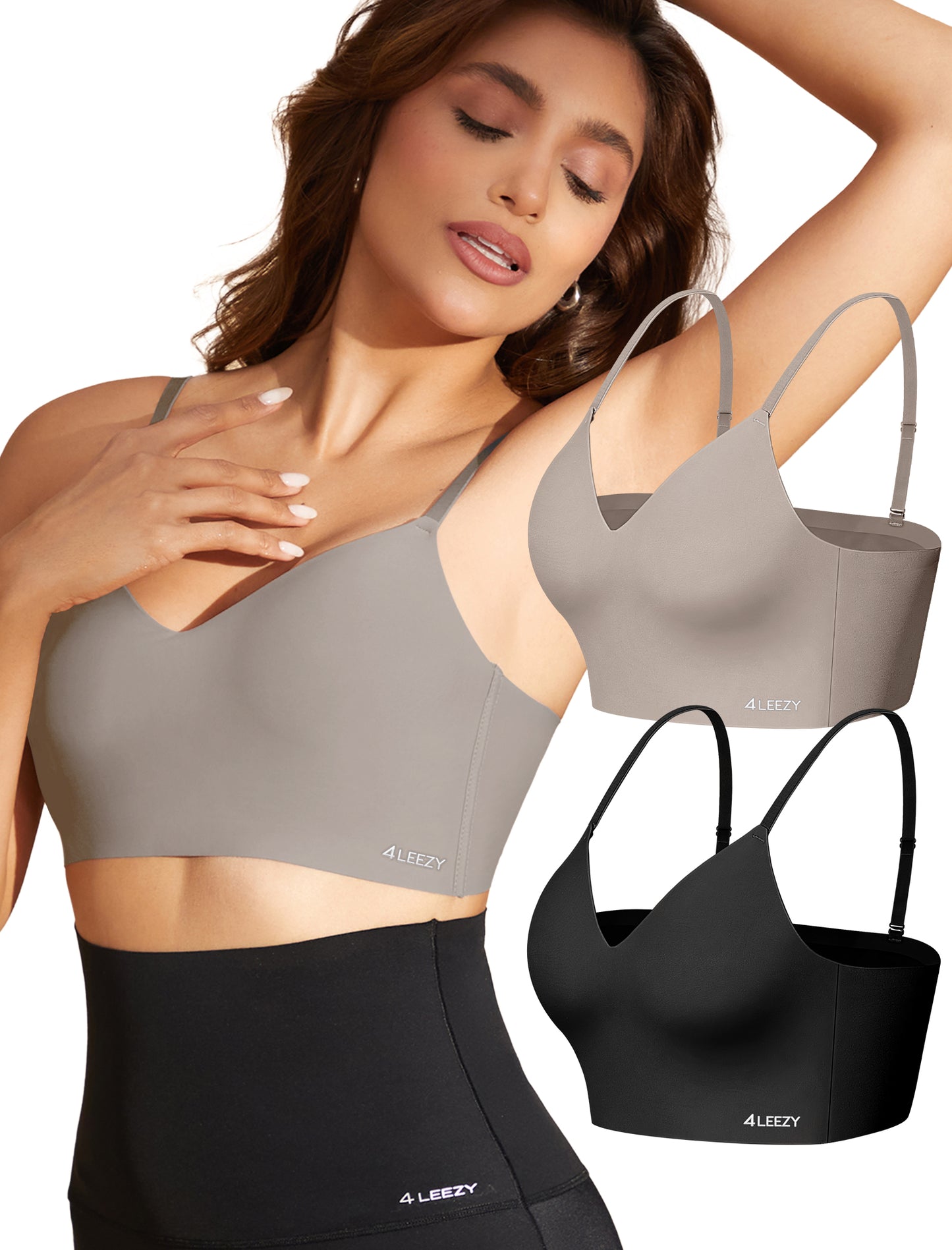 Women's Seamless Push Up Bra Longline Wireless Padded Bralettes with Support Lift Plunge T-Shirt/Tank Top Bras