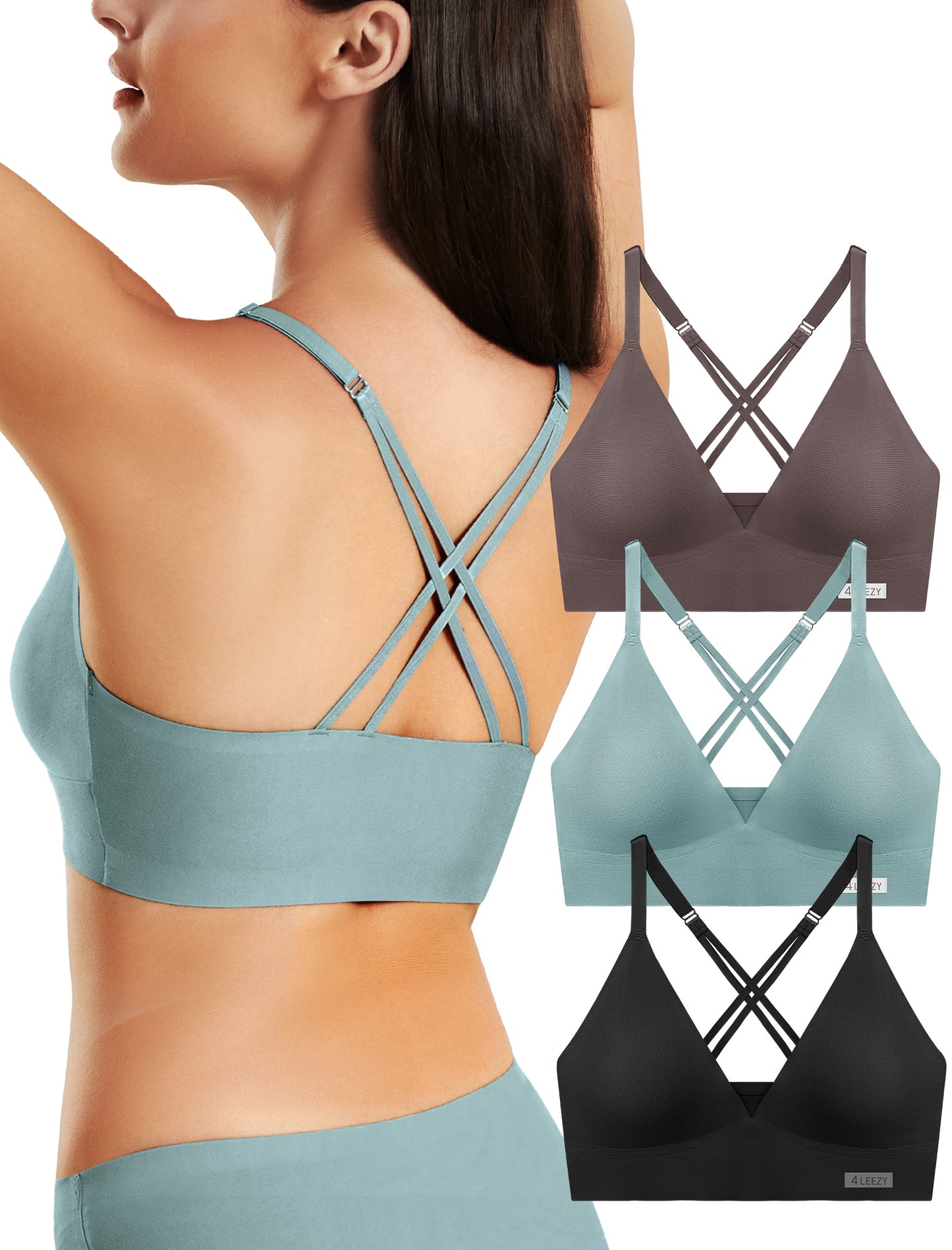Women's Wireless Bras - Seamless Sports Bra Bralettes Comfort Padded Workout Tops Crossback Cami Crop S-XXL