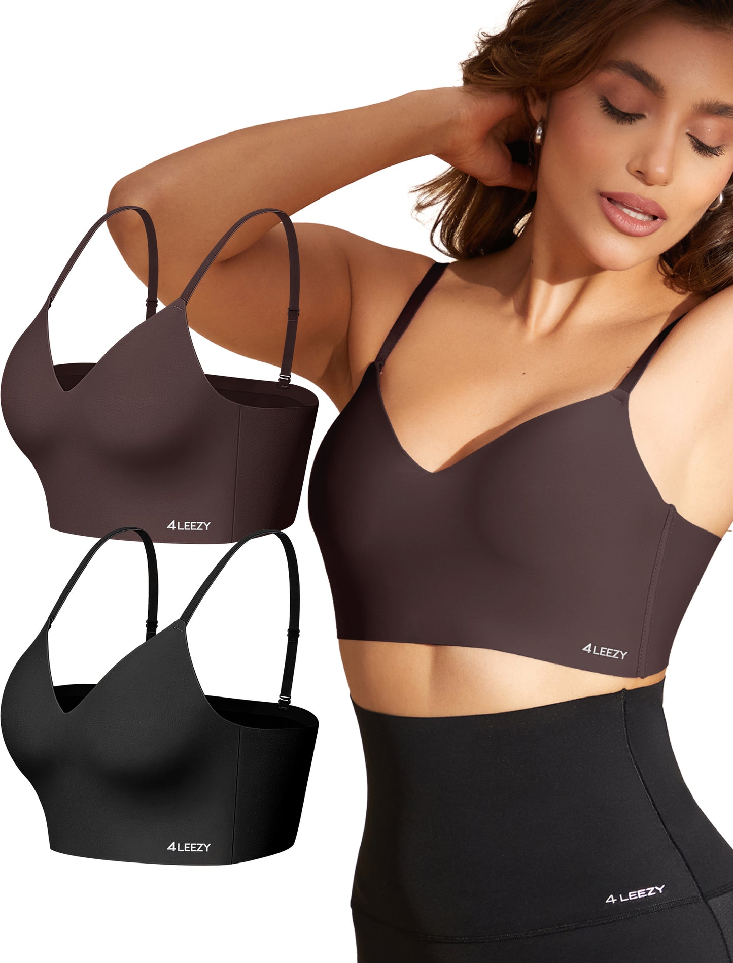 Women's Seamless Push Up Bra Longline Wireless Padded Bralettes with Support Lift Plunge T-Shirt/Tank Top Bras