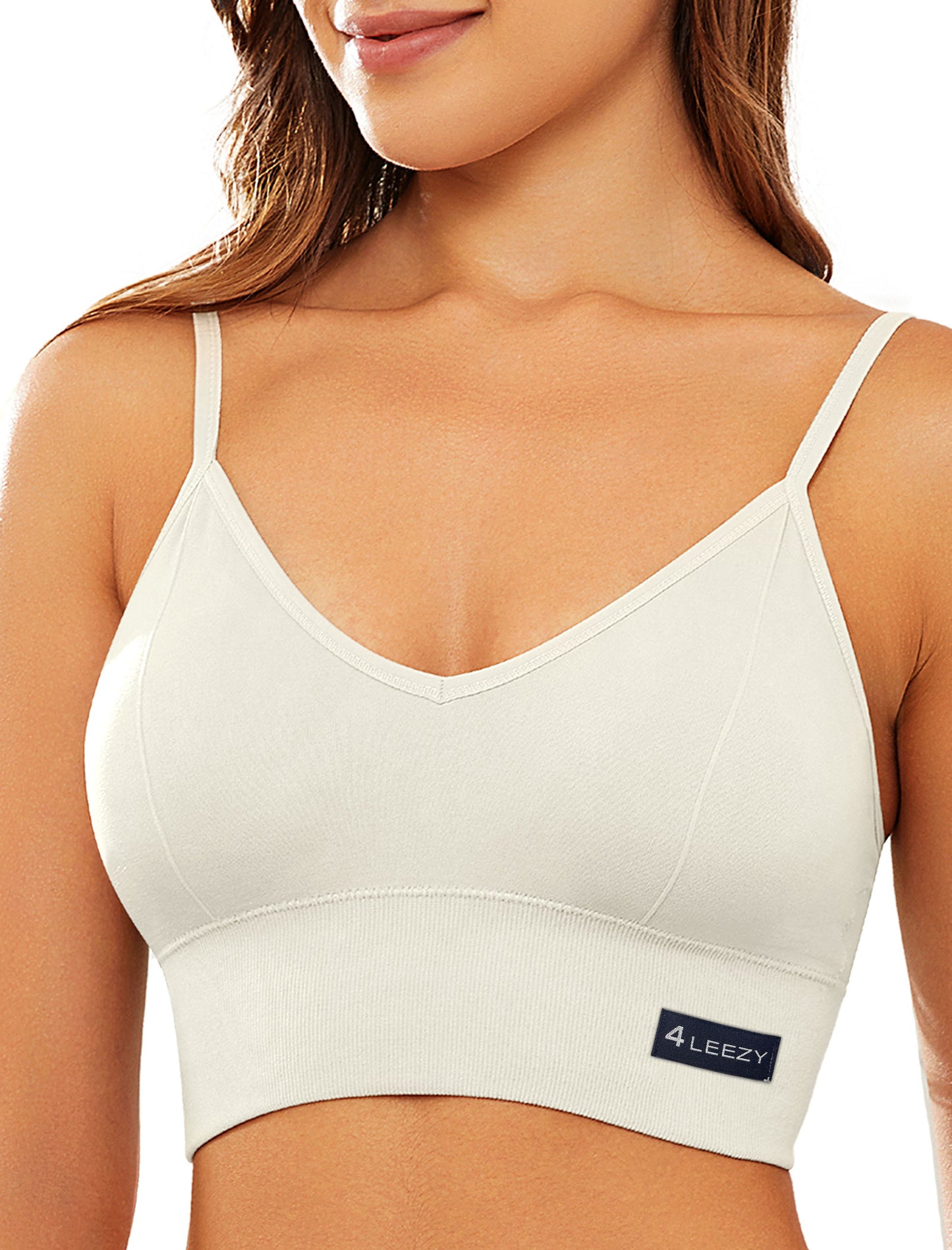 4Leezy Sports Bras for Women- Wireless Soft Workout Tops Padded Seamless Fitness Bralettes Comfort Cami Tank S-XXL