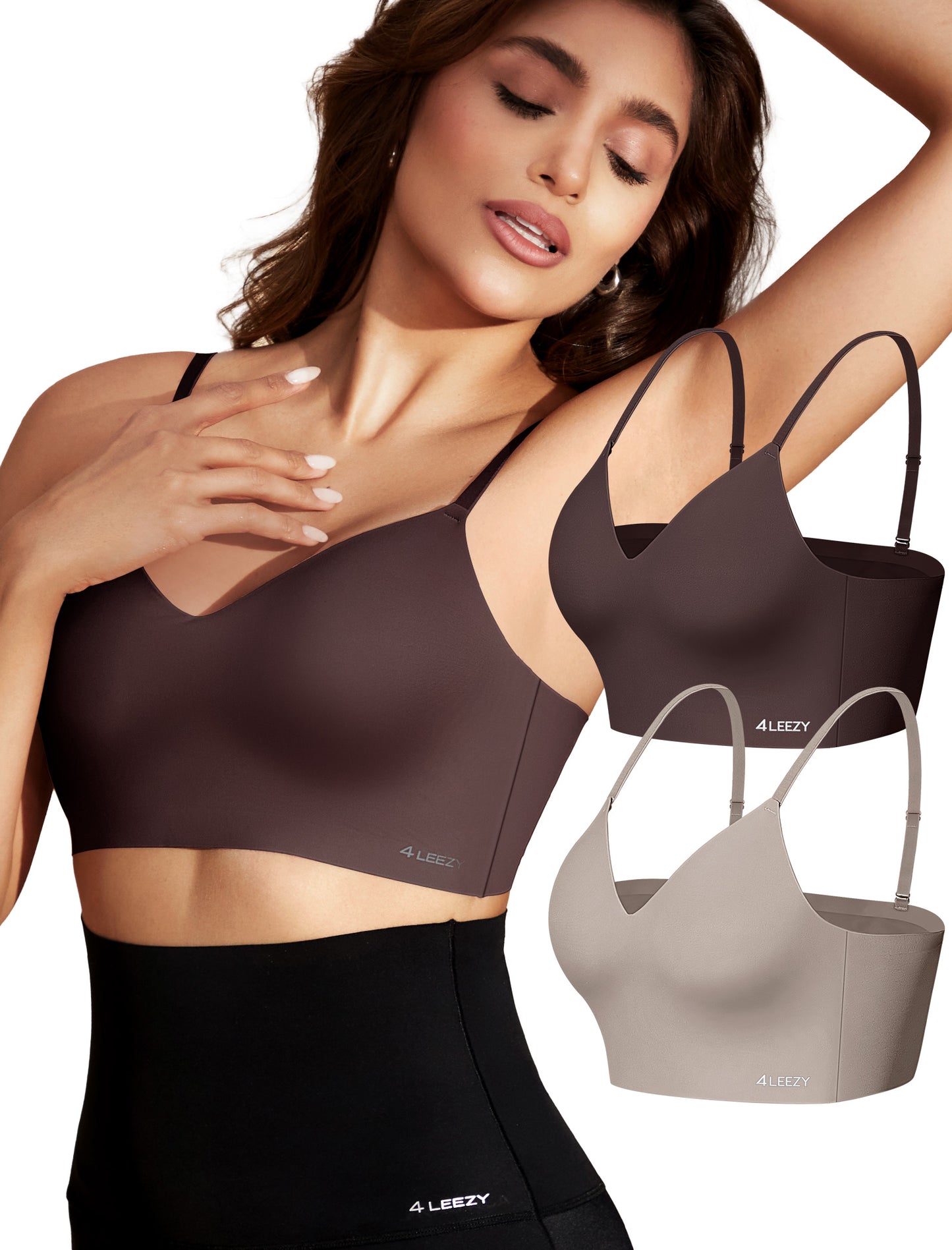 Women's Seamless Push Up Bra Longline Wireless Padded Bralettes with Support Lift Plunge T-Shirt/Tank Top Bras