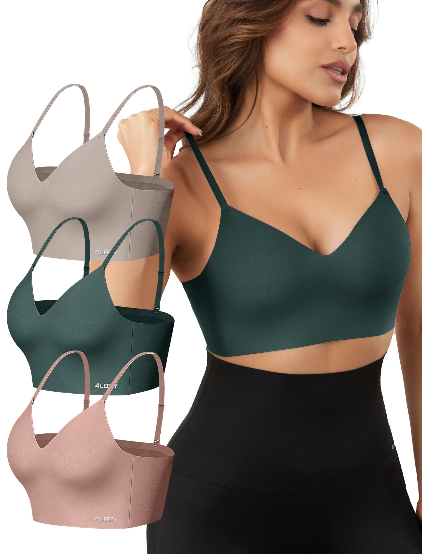 Women's Seamless Push Up Bra Longline Wireless Padded Bralettes with Support Lift Plunge T-Shirt/Tank Top Bras