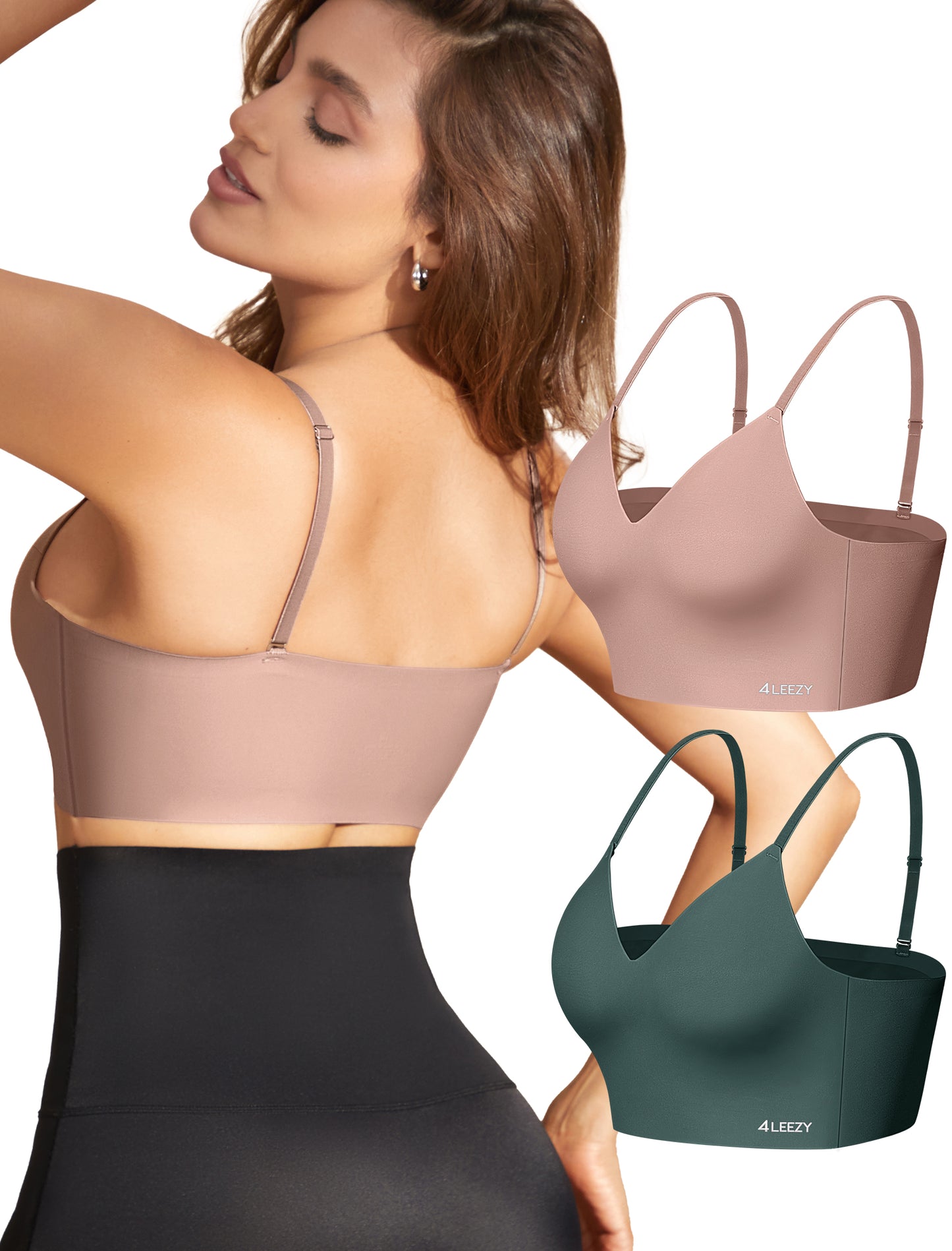 Women's Seamless Push Up Bra Longline Wireless Padded Bralettes with Support Lift Plunge T-Shirt/Tank Top Bras