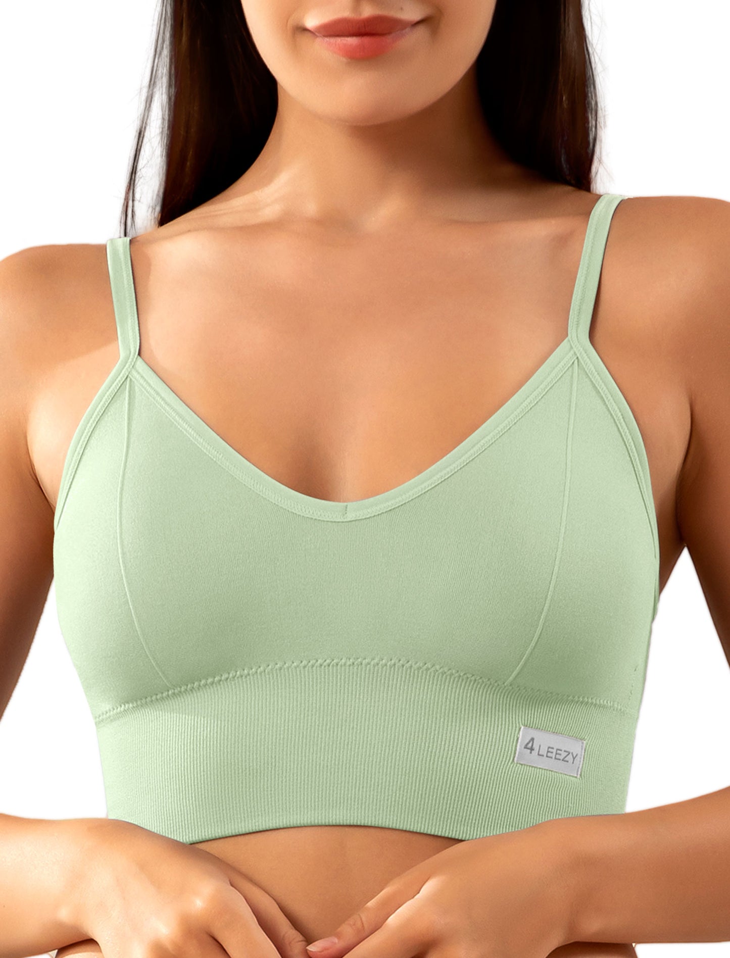 4Leezy Sports Bras for Women- Wireless Soft Workout Tops Padded Seamless Fitness Bralettes Comfort Cami Tank S-XXL