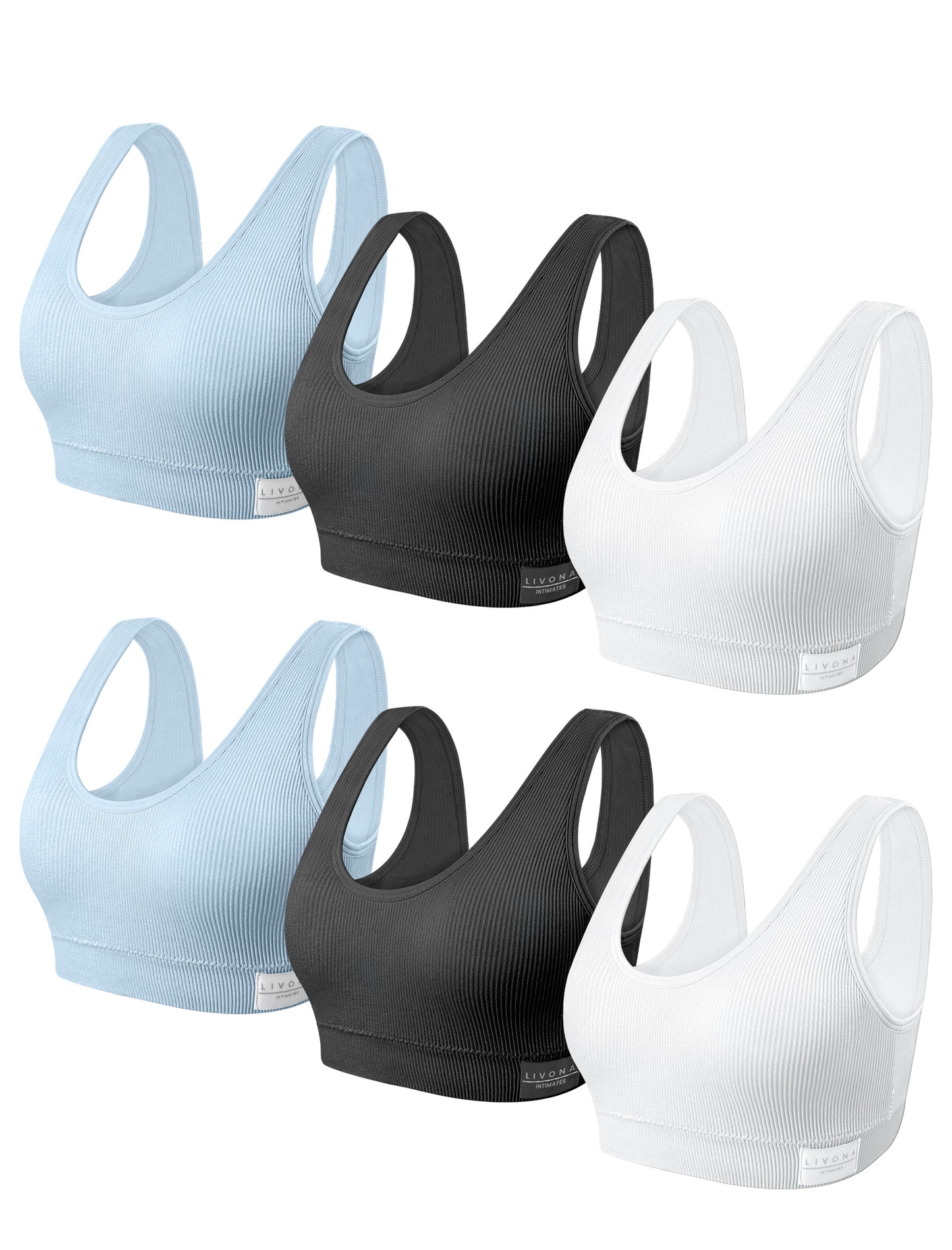 Livona 6 Packs Girls Sports Bra Crop Tops for Kids Training Bra Cute Crop Tops for Girls Cami Bra( 6-14)
