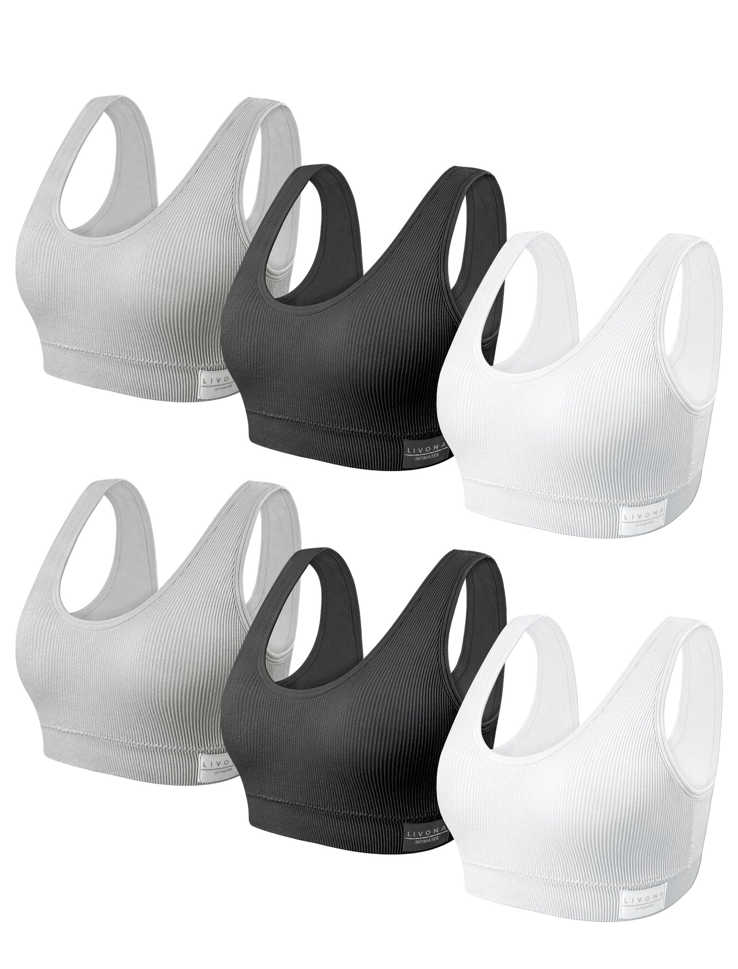 Livona 6 Packs Girls Sports Bra Crop Tops for Kids Training Bra Cute Crop Tops for Girls Cami Bra( 6-14)