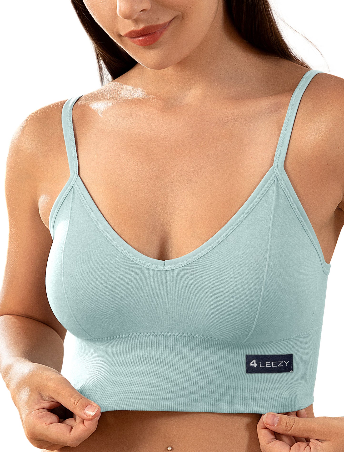 4Leezy Sports Bras for Women- Wireless Soft Workout Tops Padded Seamless Fitness Bralettes Comfort Cami Tank S-XXL