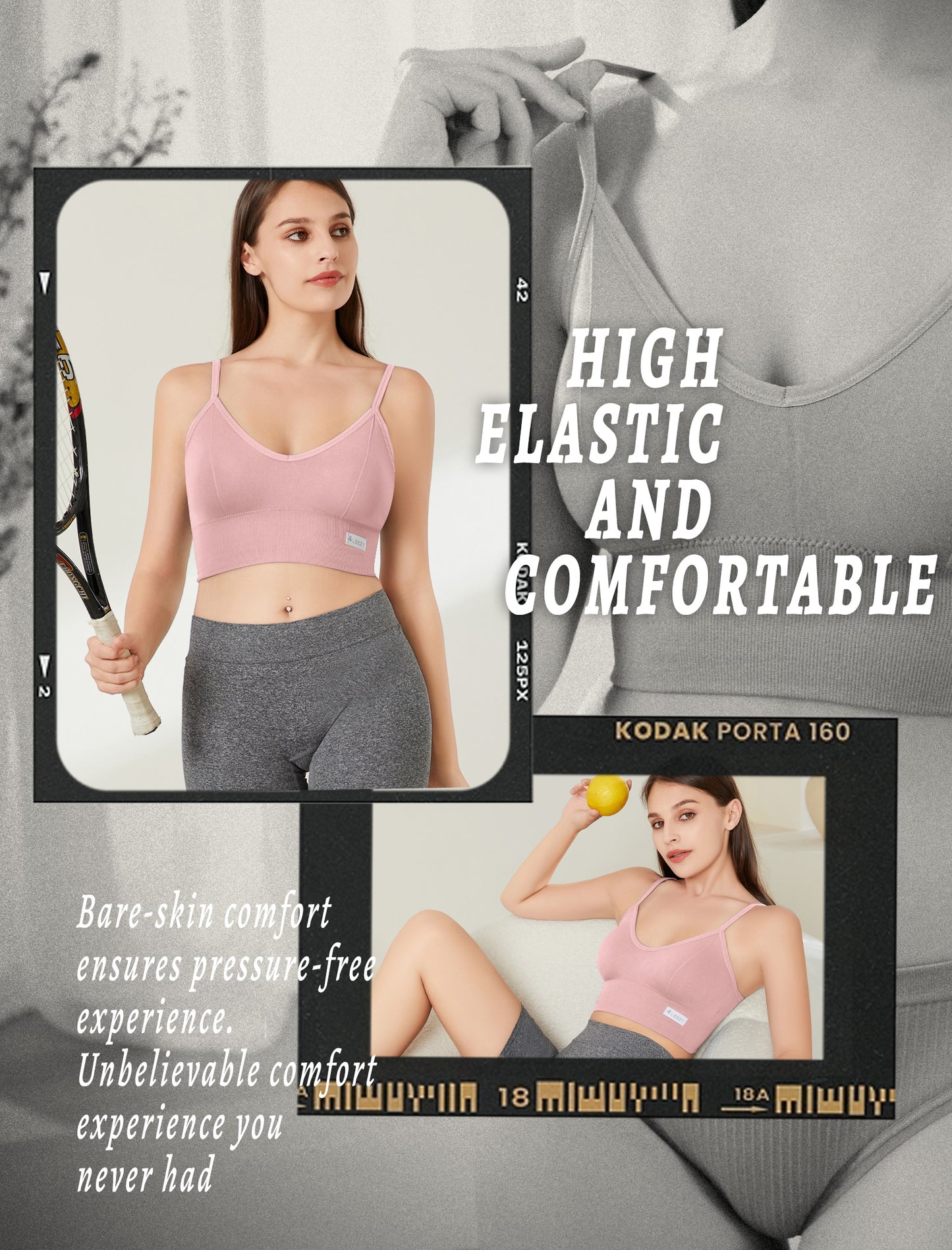 4Leezy Sports Bras for Women- Wireless Soft Workout Tops Padded Seamless Fitness Bralettes Comfort Cami Tank S-XXL